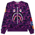 A BATHING APE Color Camo Embroidery Shark Crewneck - Purple