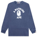A BATHING APE Overdye College L/S Tee - Navy