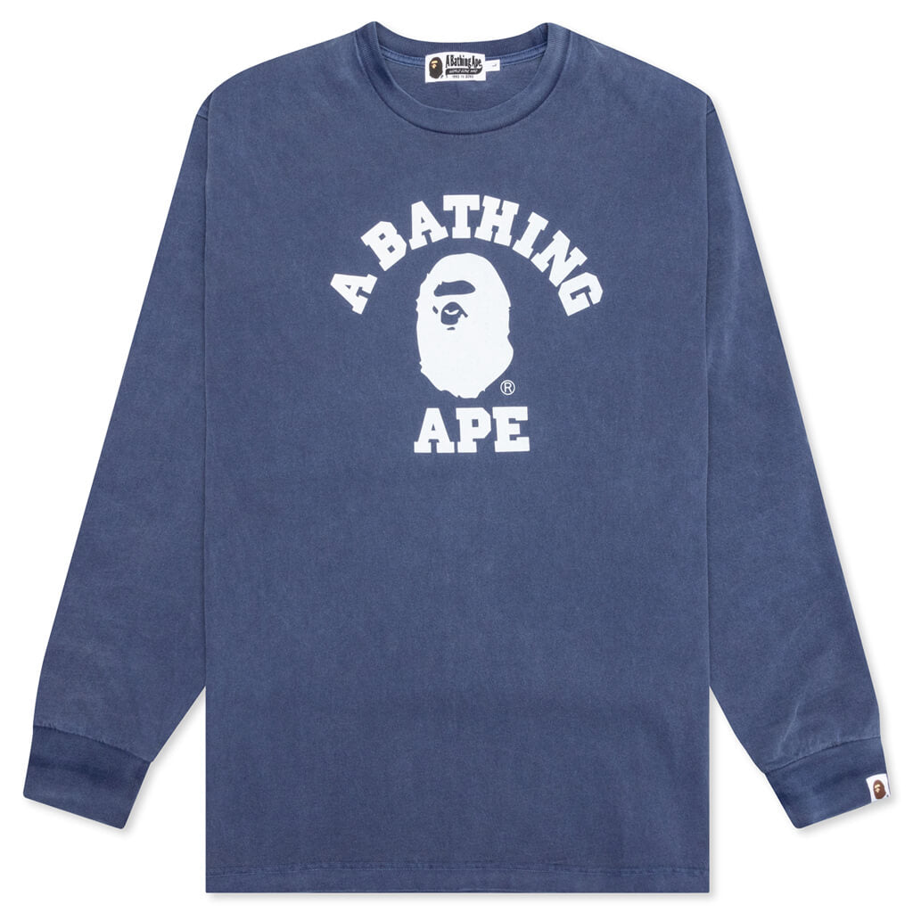 A BATHING APE Overdye College L/S Tee - Navy
