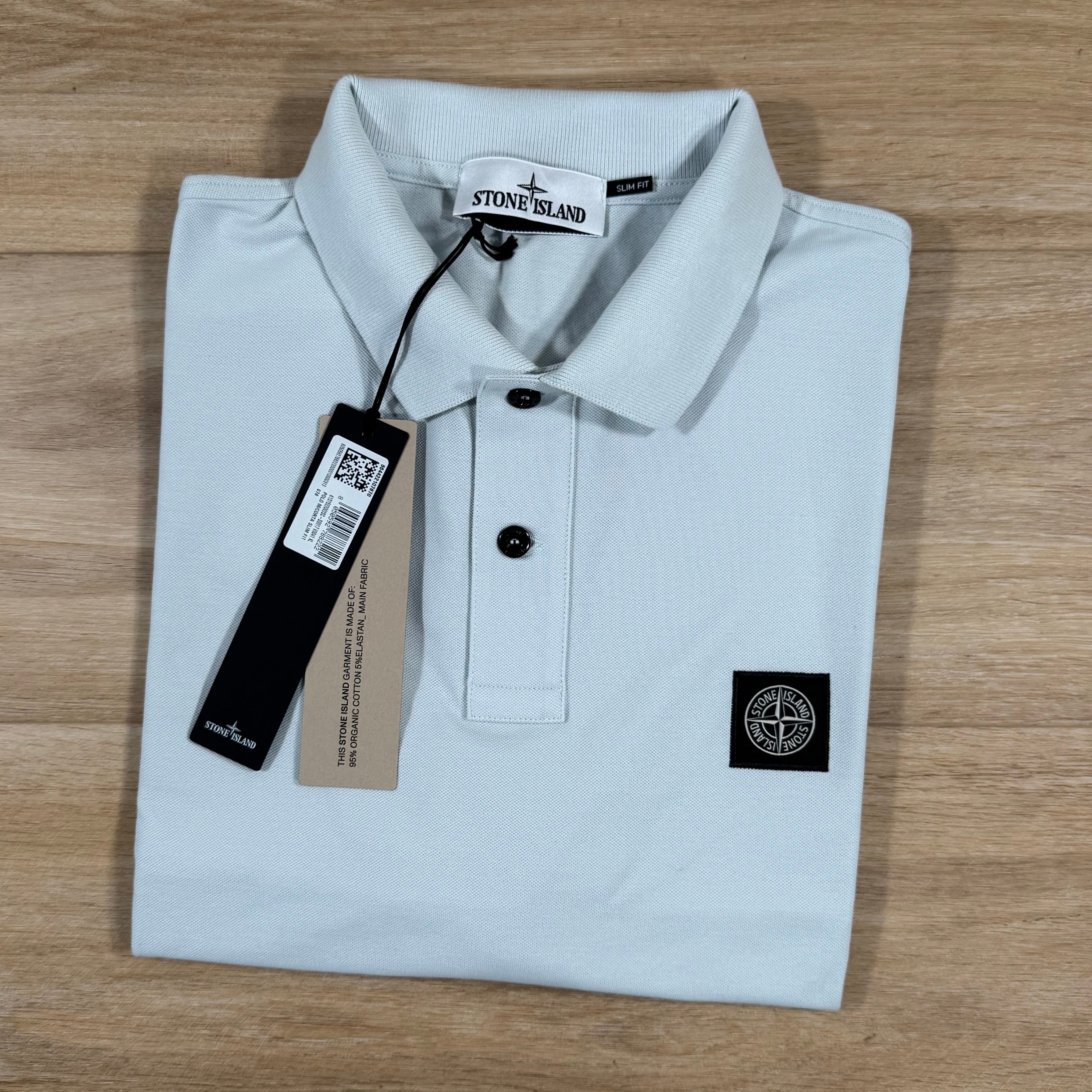 Stone Island Organic Cotton Pique Polo Shirt in Sky Blue Ironleague
