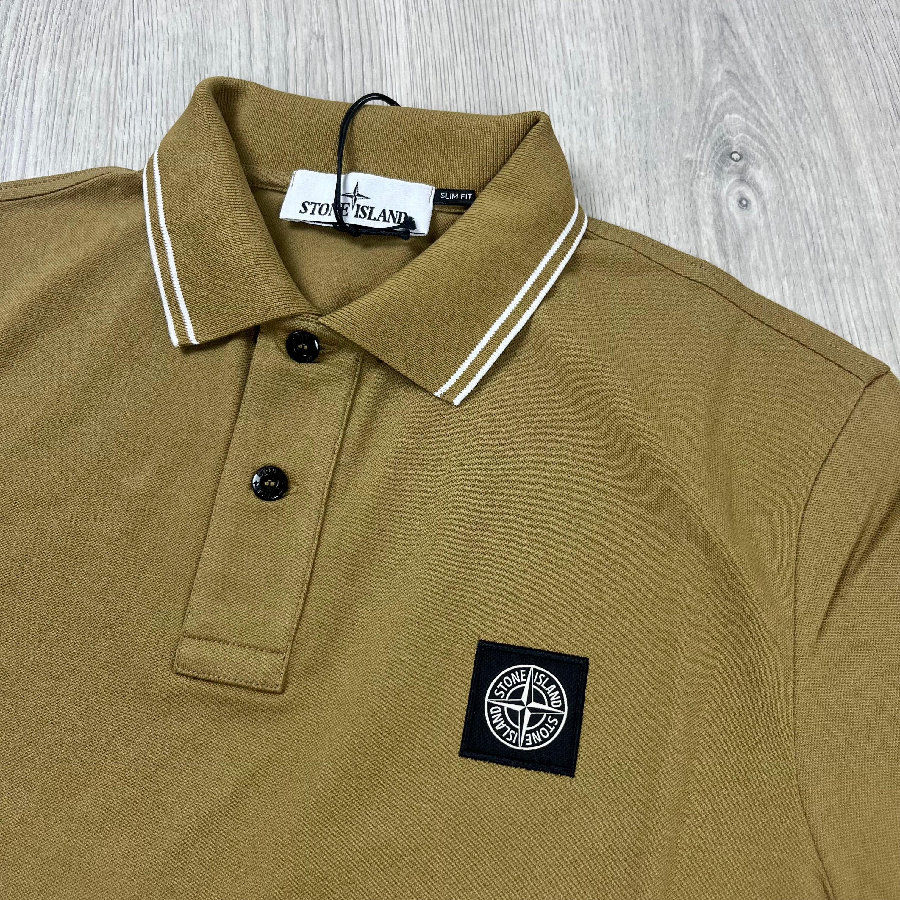 Stone Island Patch Polo Shirt - Beige Ironleague