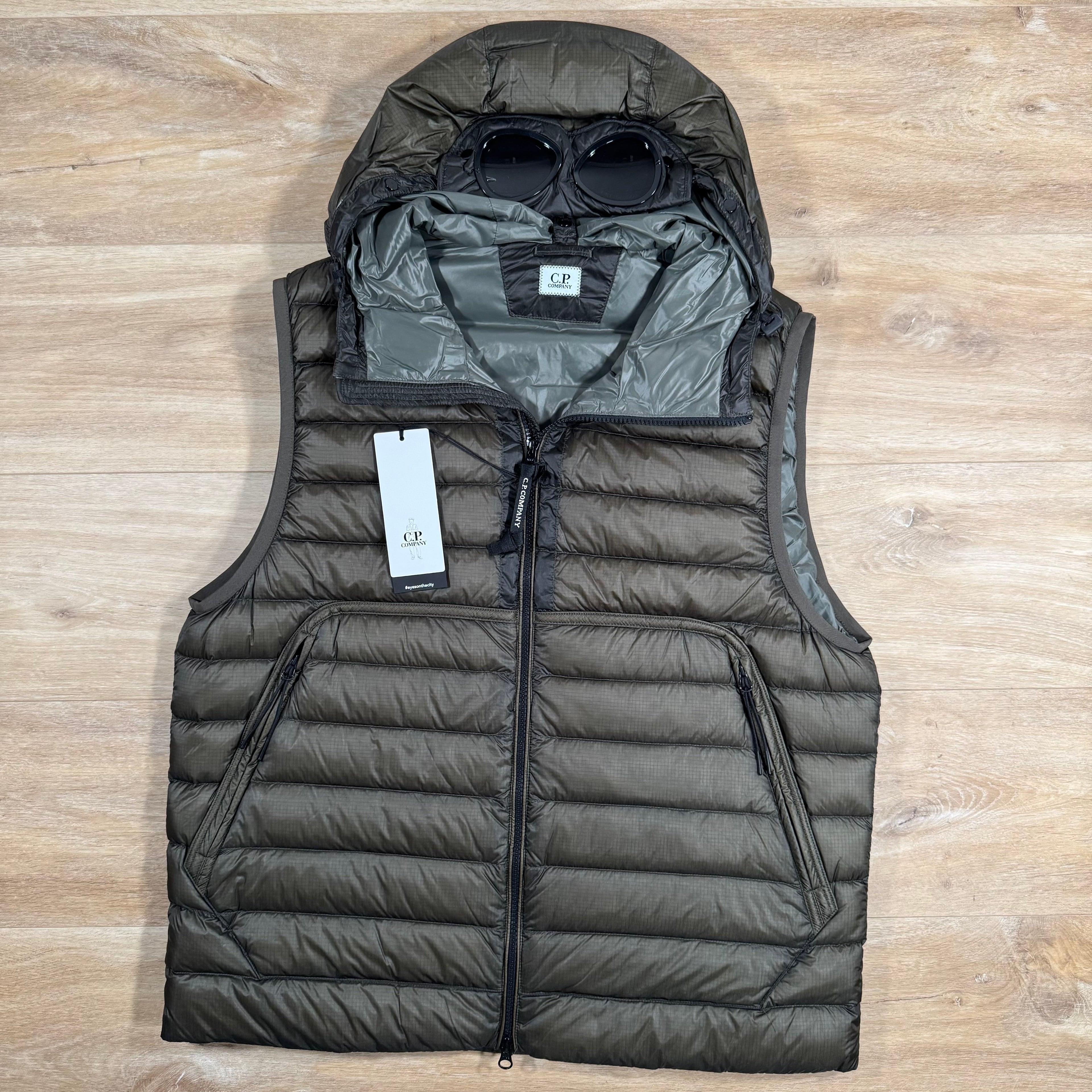 CP Company DD Shell Goggle Down Vest in Grape Leaf Ironleague
