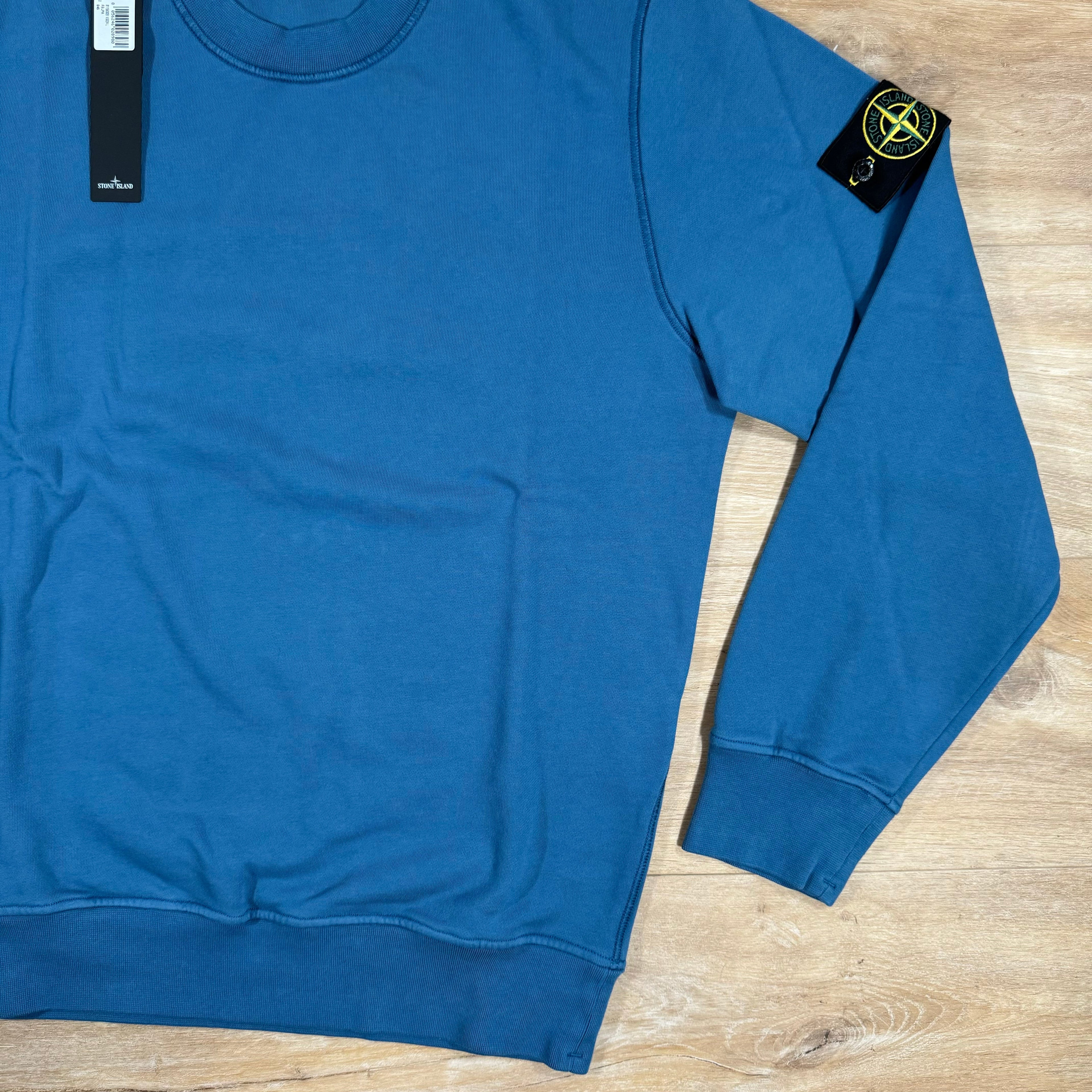 Stone Island Garment Dyed Crewneck Sweatshirt in Avio Blue Ironleague