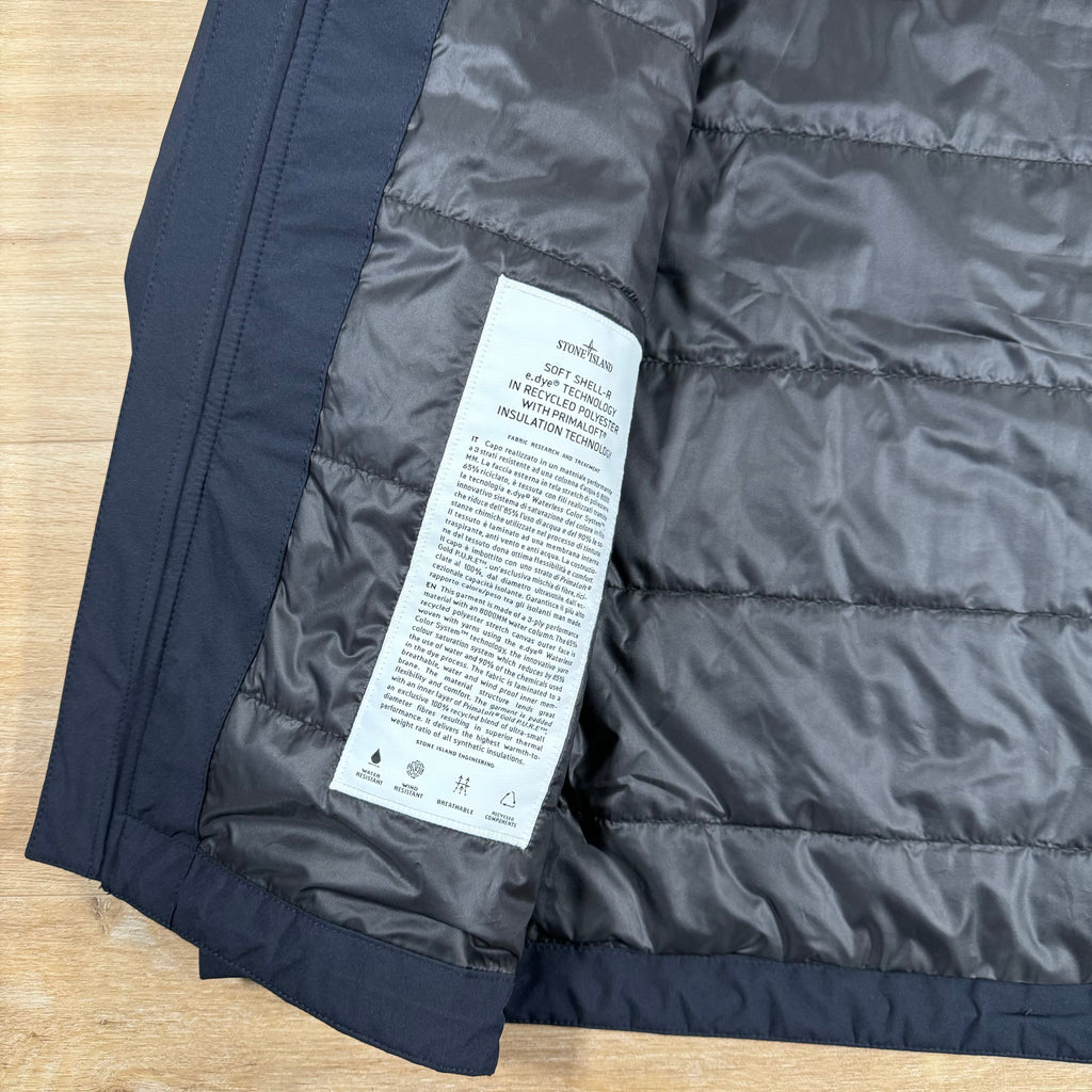Stone Island Soft Shell-R Jacket with Primaloft Insulation in Navy Ironleague