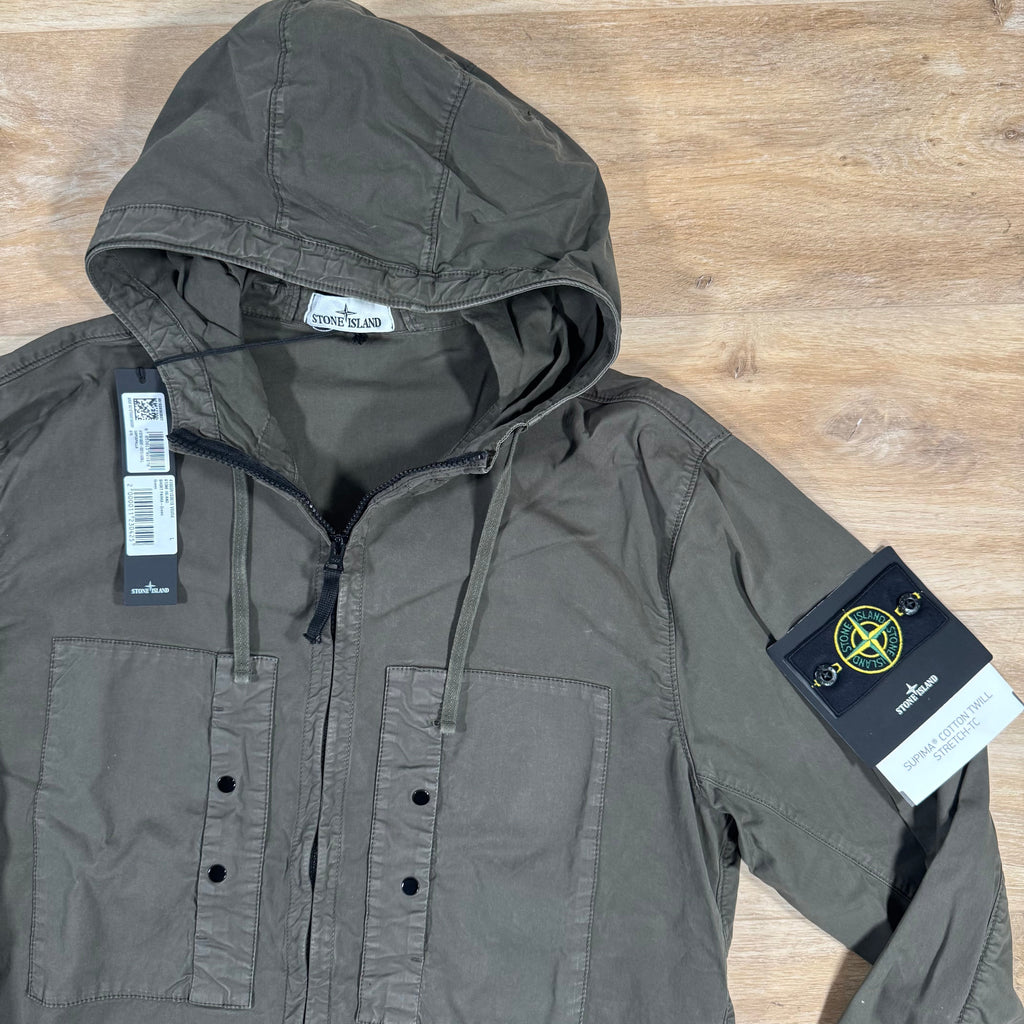 Stone Island Supima Cotton Twill Stretch-TC Jacket in Military Green Ironleague