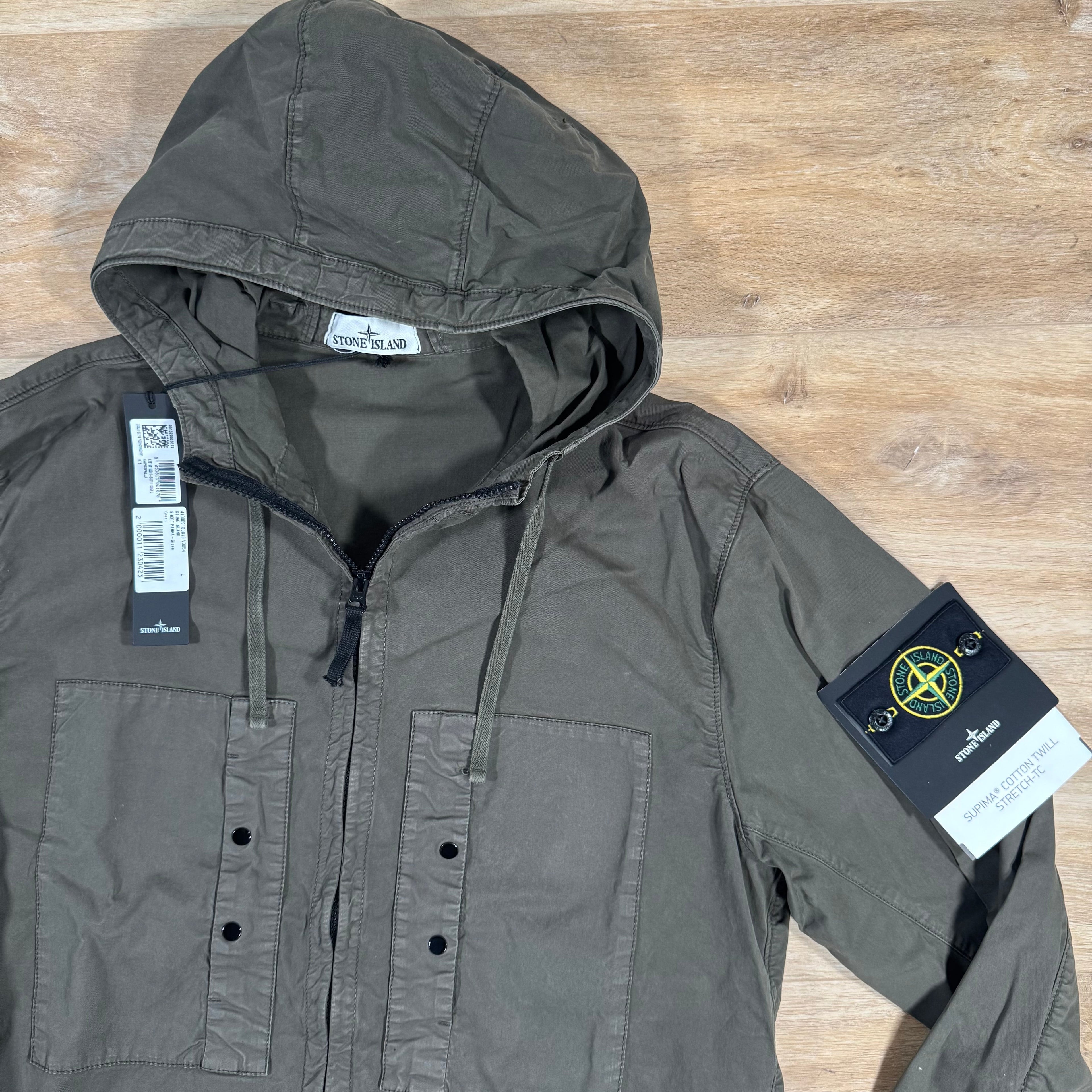 Stone Island Supima Cotton Twill Stretch-TC Jacket in Military Green Ironleague
