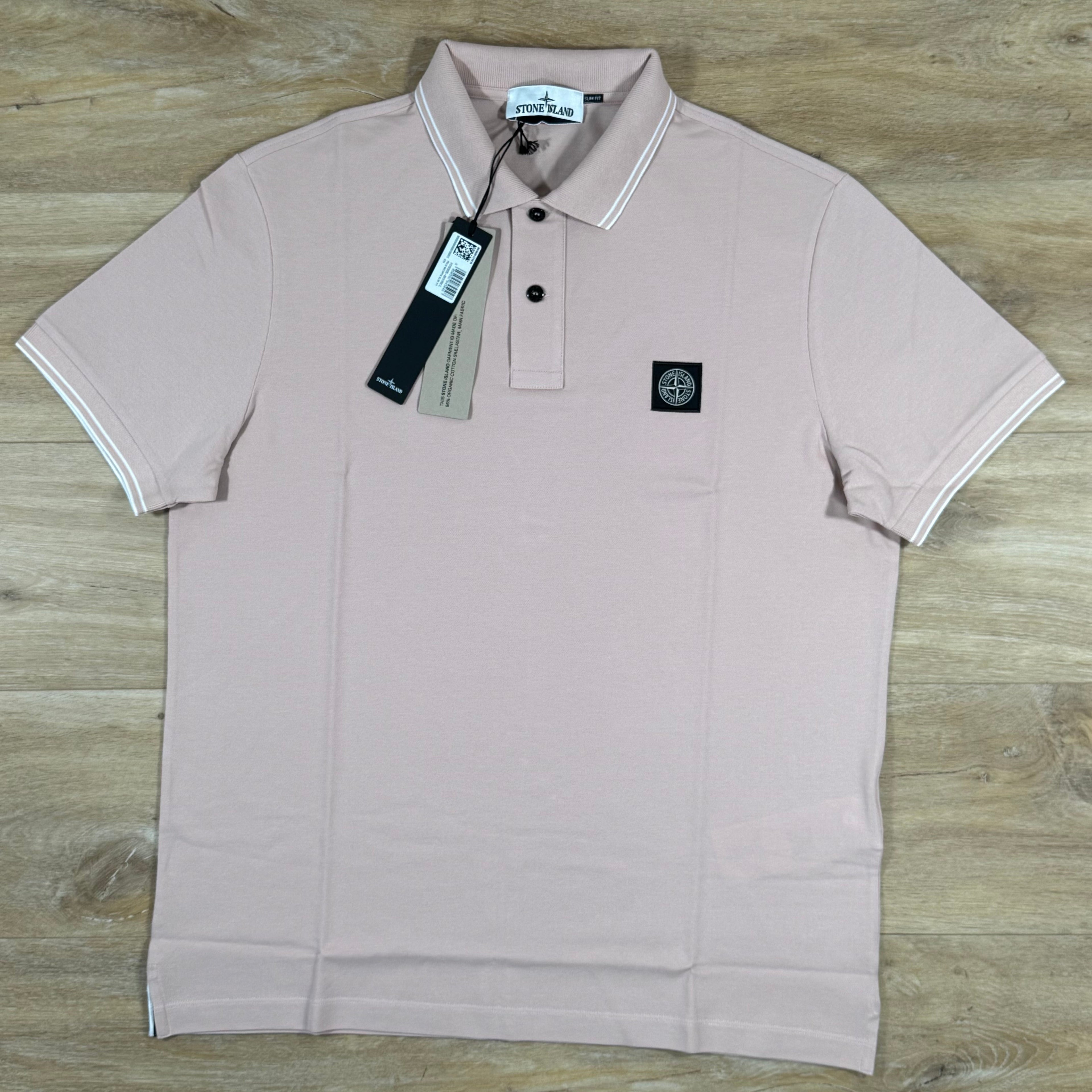 Stone Island Organic Cotton Pique Polo Shirt in Antique Rose Ironleague