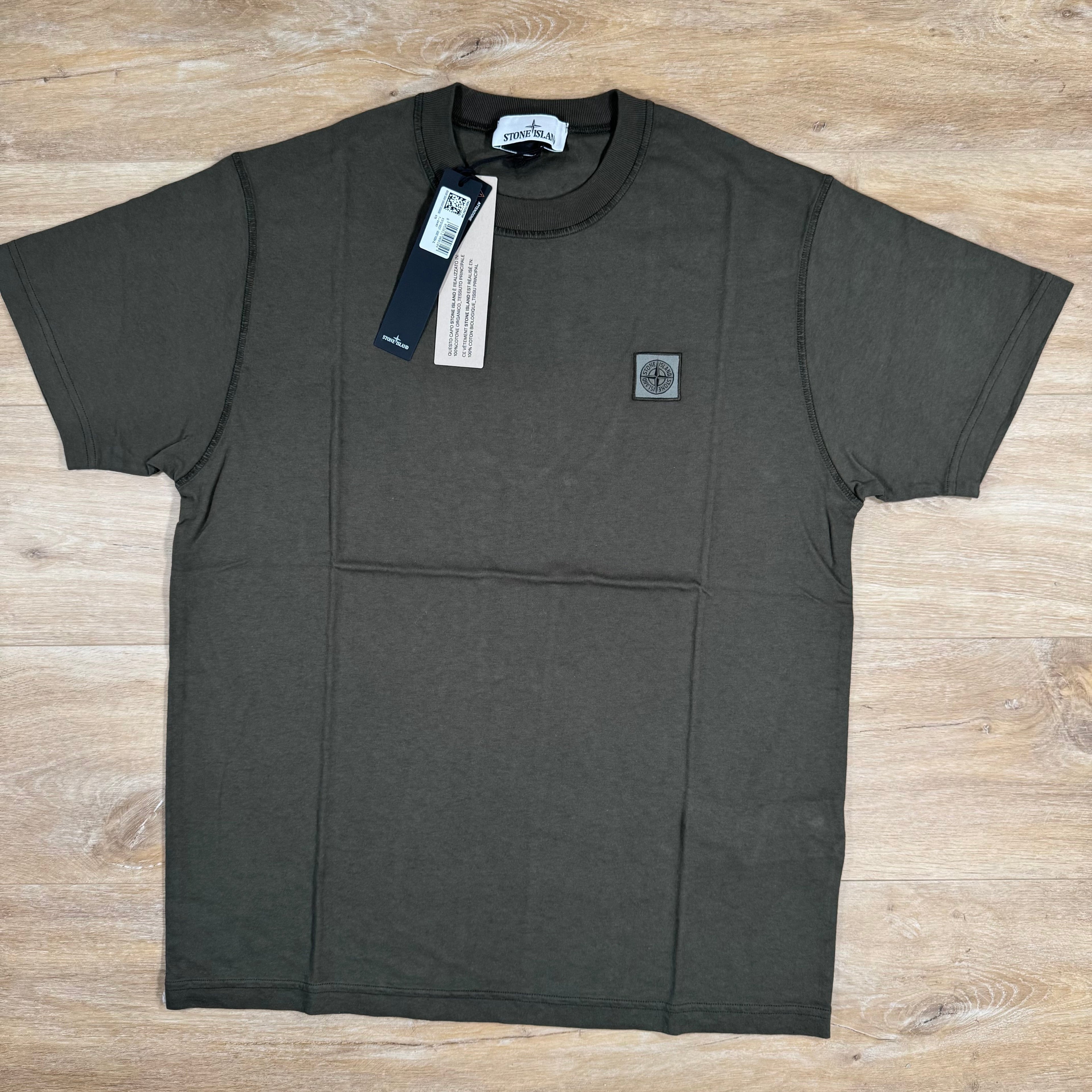 Stone Island Organic Cotton Patch Logo T-Shirt in Military Green Ironleague