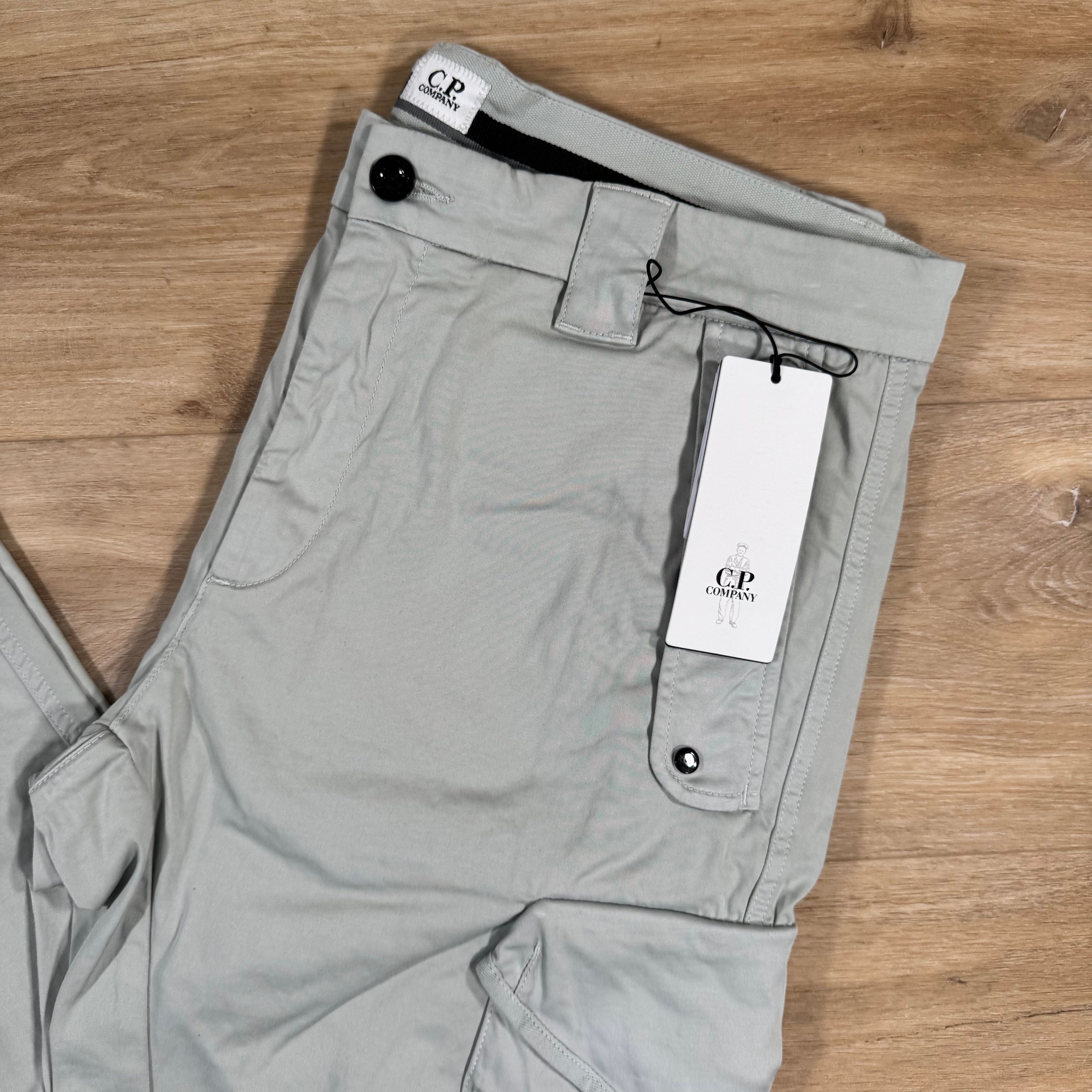 CP Company Stretch Sateen Utility Cargo Lens Pants in Blue Fox - Grey Ironleague