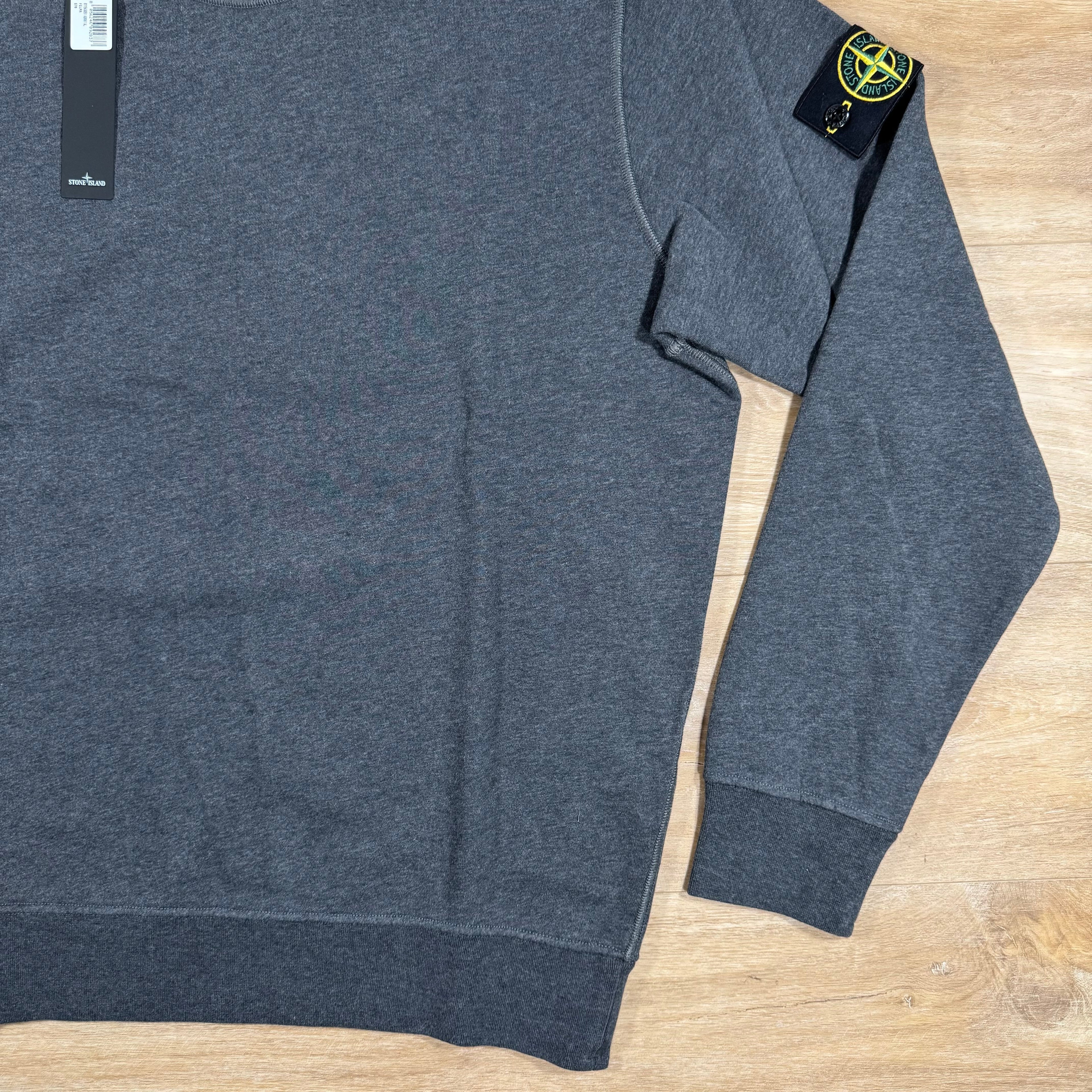 Stone Island Garment Dyed Crewneck Sweatshirt in Dark Grey Ironleague