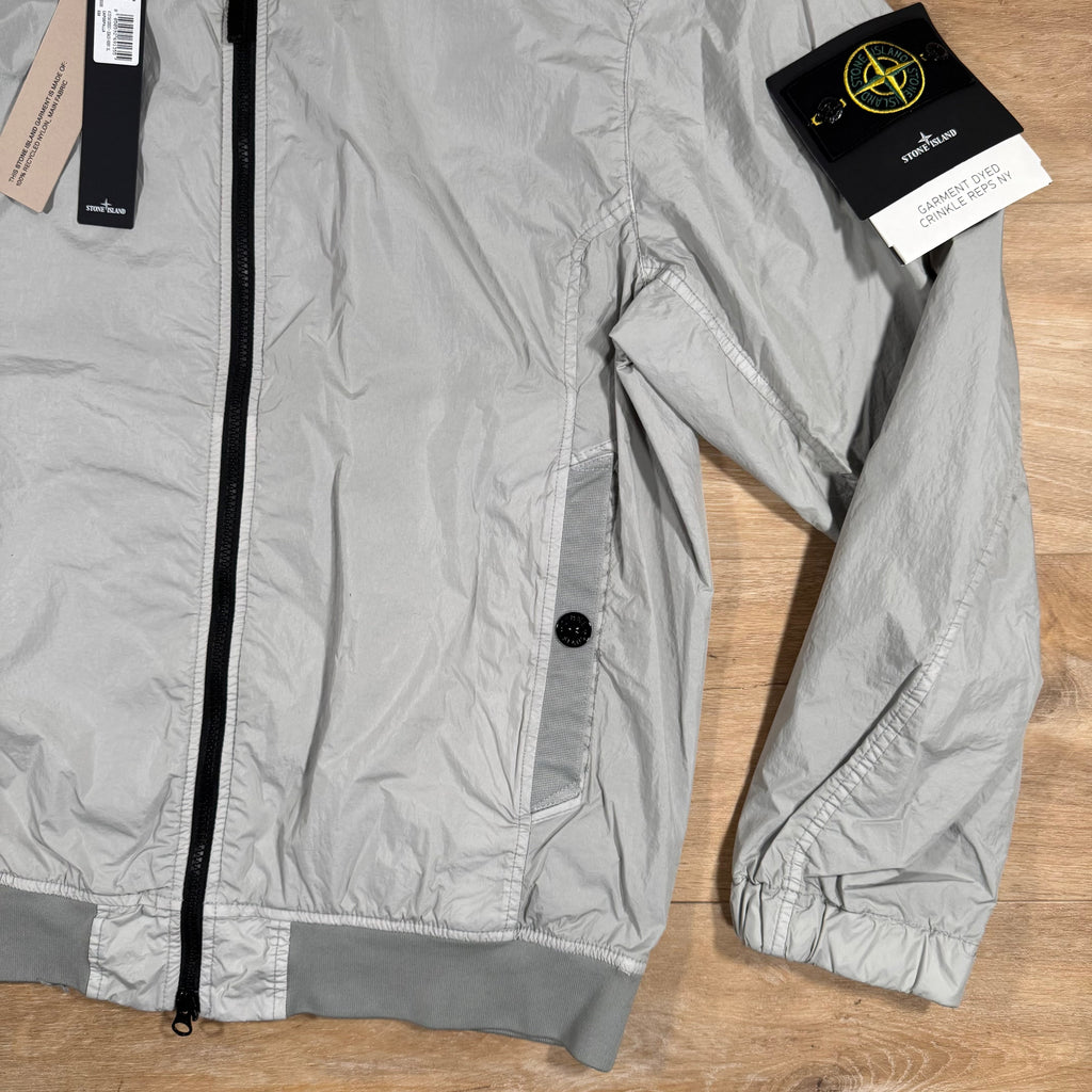 Stone Island Crinkle Reps R-NY Bomber Jacket in Pearl Grey Ironleague
