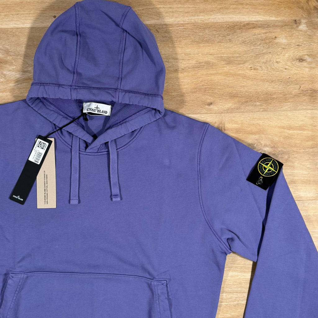 Stone Island Organic Cotton Fleece Pullover Hoodie in Lavender Ironleague