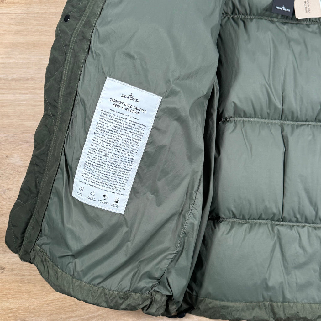 Stone Island Crinkle Reps R-NY Down Parka in Musk Green Ironleague