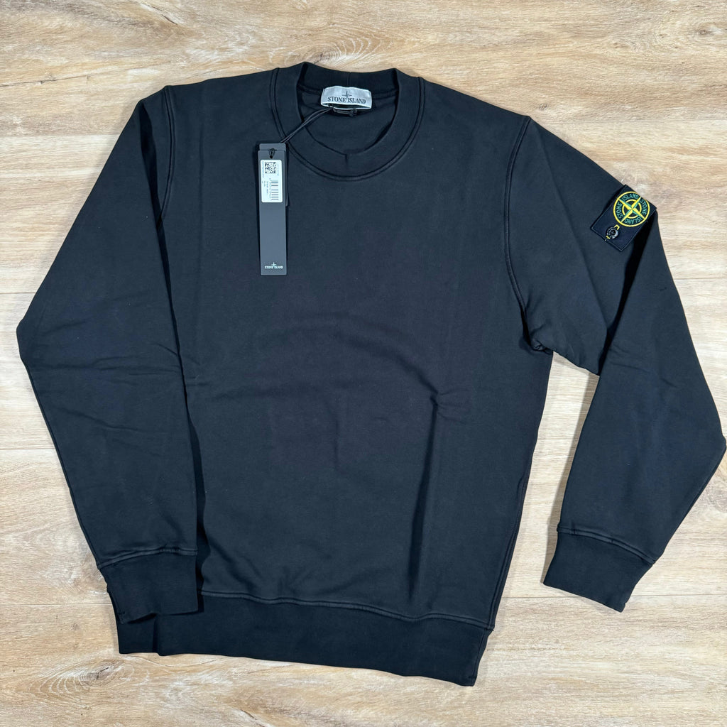 Stone Island Organic Cotton Fleece Sweatshirt in Black Ironleague