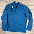 Stone Island Supima Twill Stretch-TC Overshirt in Avio Blue Ironleague