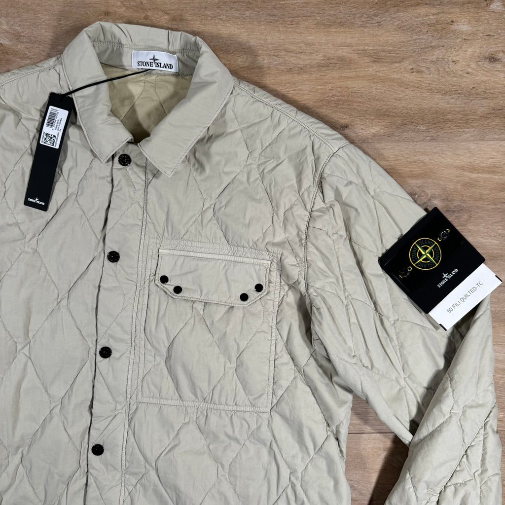 Stone Island 50 Fili Nylon Overshirt in Plaster Ironleague