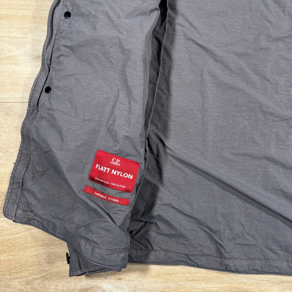 CP Company Flatt Nylon Hooded Lens Overshirt in Violet Ironleague