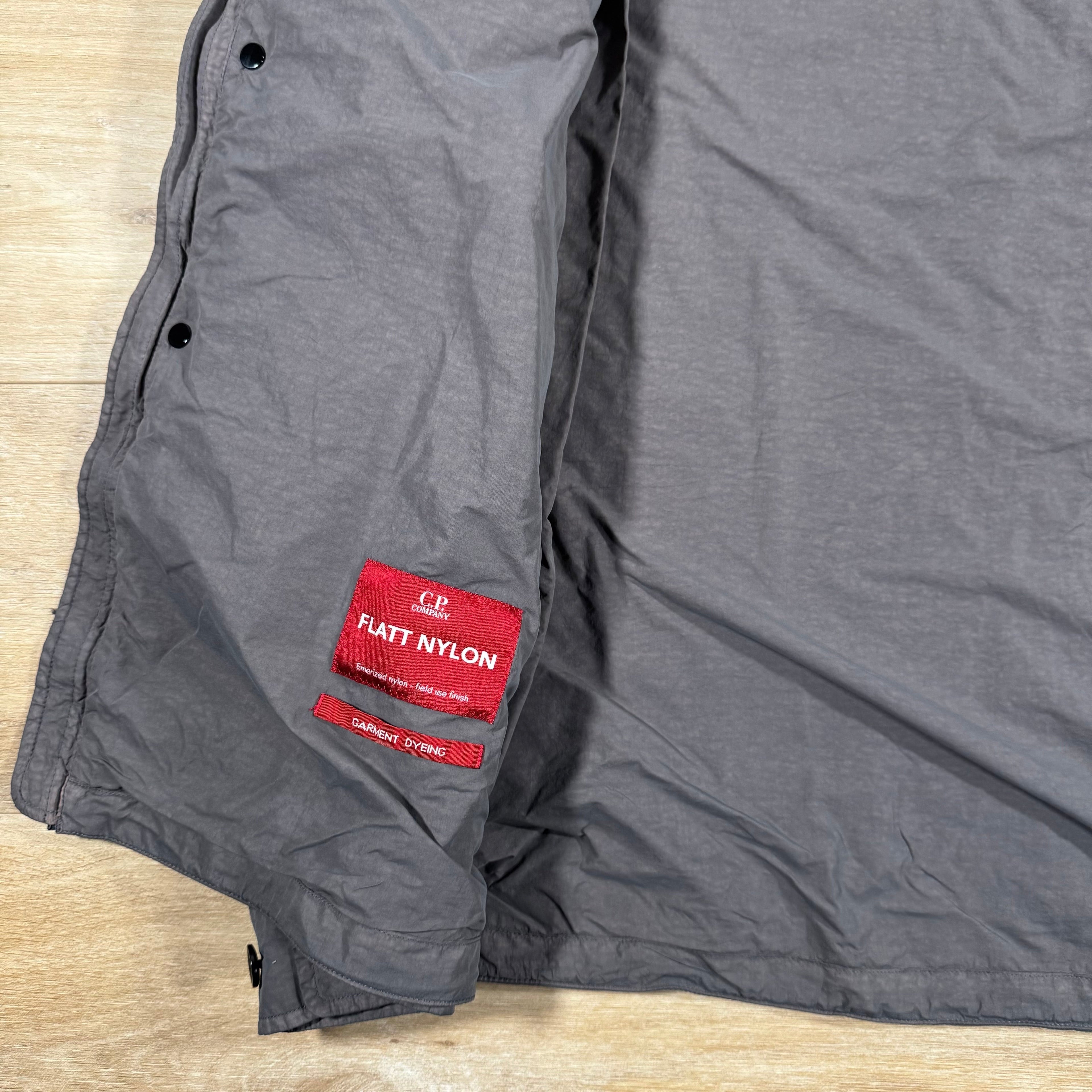 CP Company Flatt Nylon Hooded Lens Overshirt in Violet Ironleague