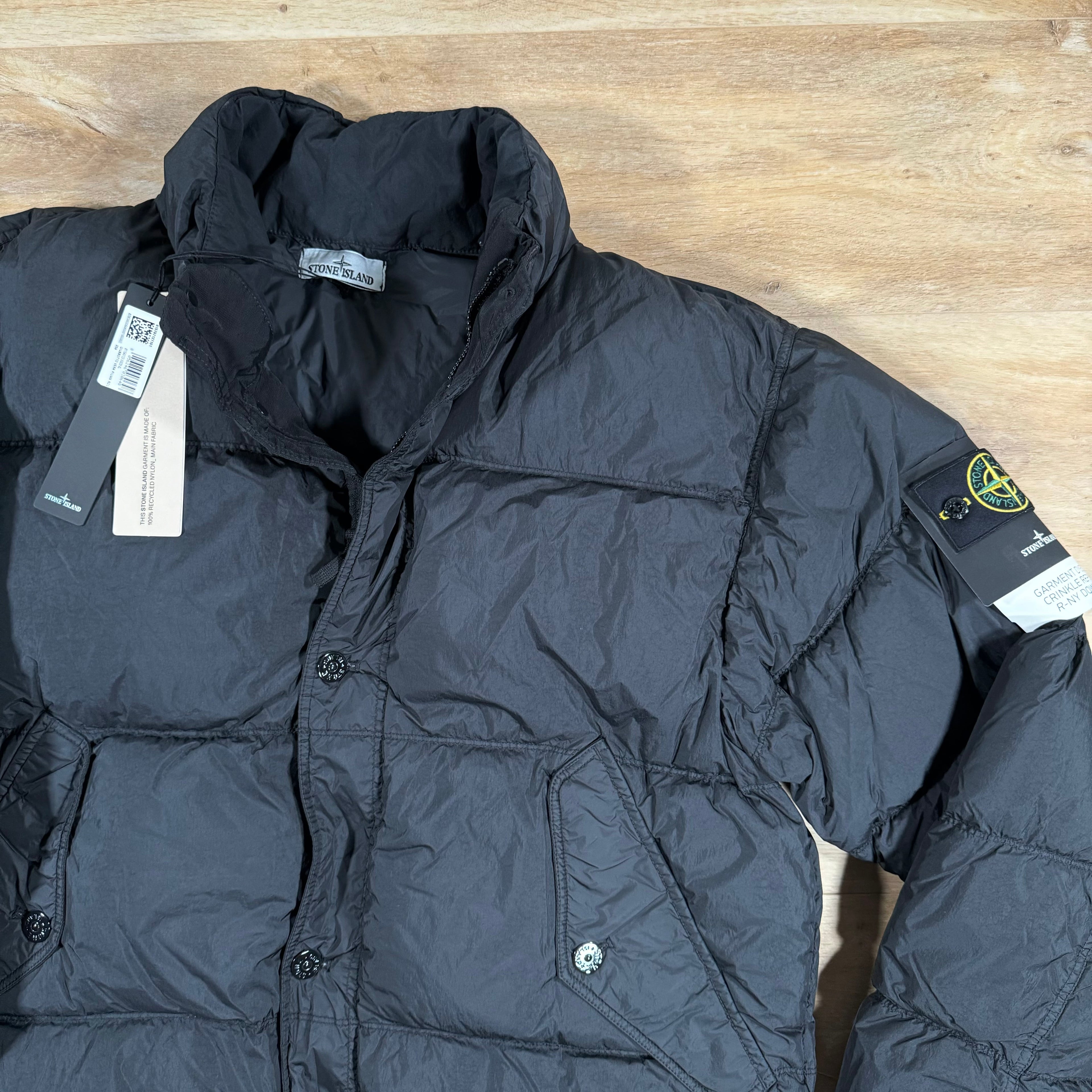 Stone Island Crinkle Reps-NY Down Jacket in Black Ironleague