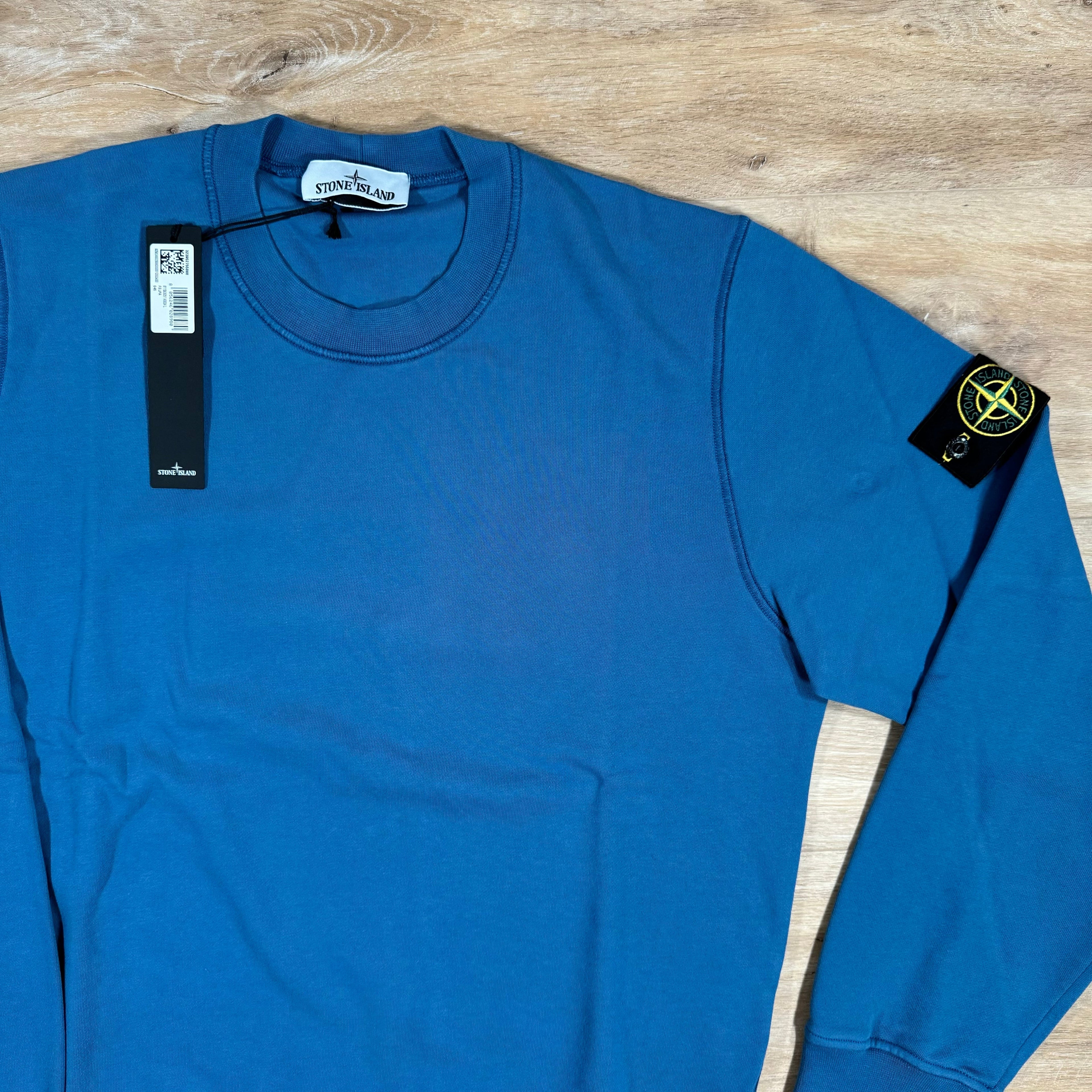 Stone Island Garment Dyed Crewneck Sweatshirt in Avio Blue Ironleague
