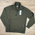 CP Company Diagonal Raised Half-Zipped Lens Sweatshirt in Ivy Green Ironleague