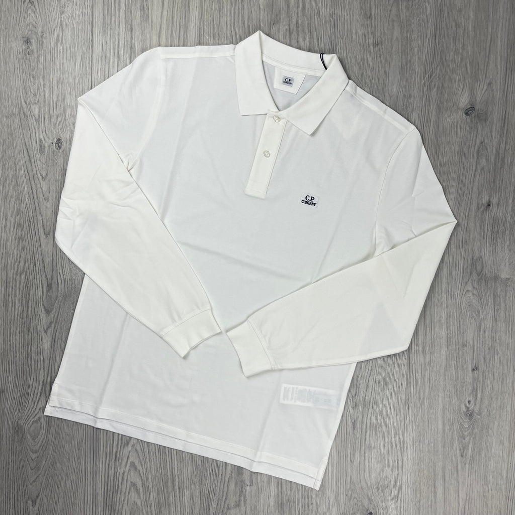 CP Company Piquet Polo Shirt - White Ironleague