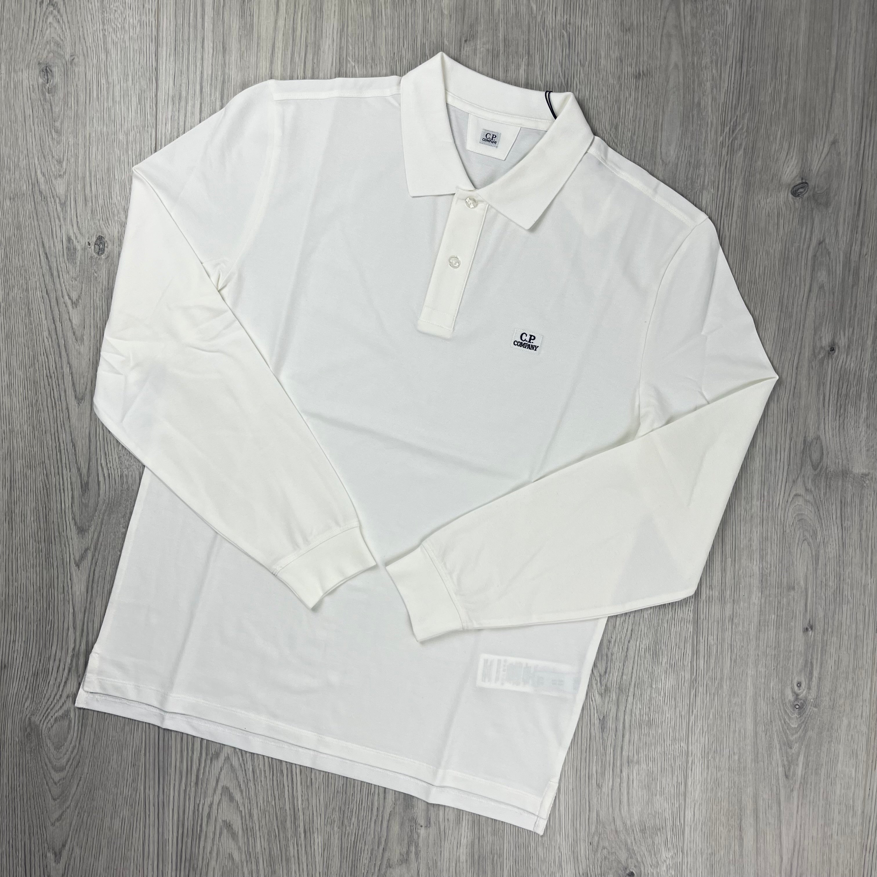 CP Company Piquet Polo Shirt - White Ironleague