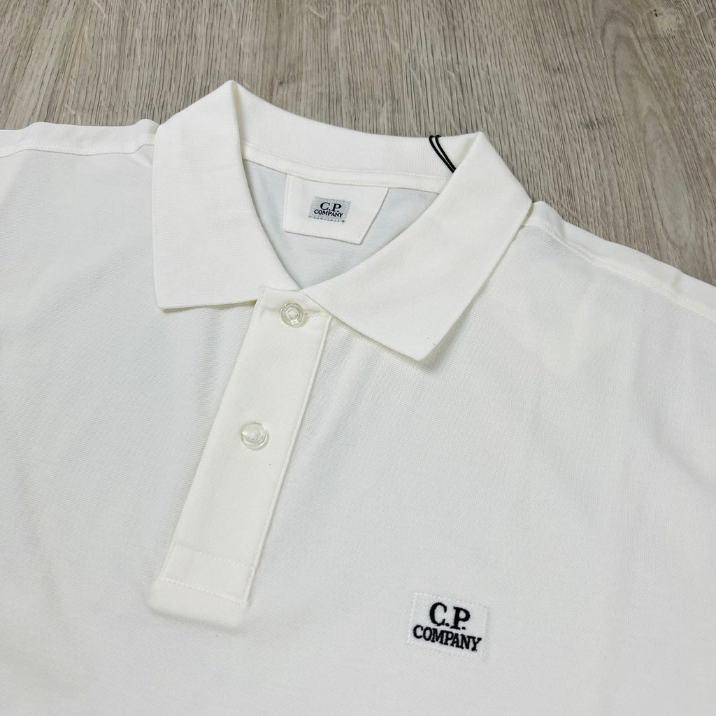 CP Company Piquet Polo Shirt - White Ironleague
