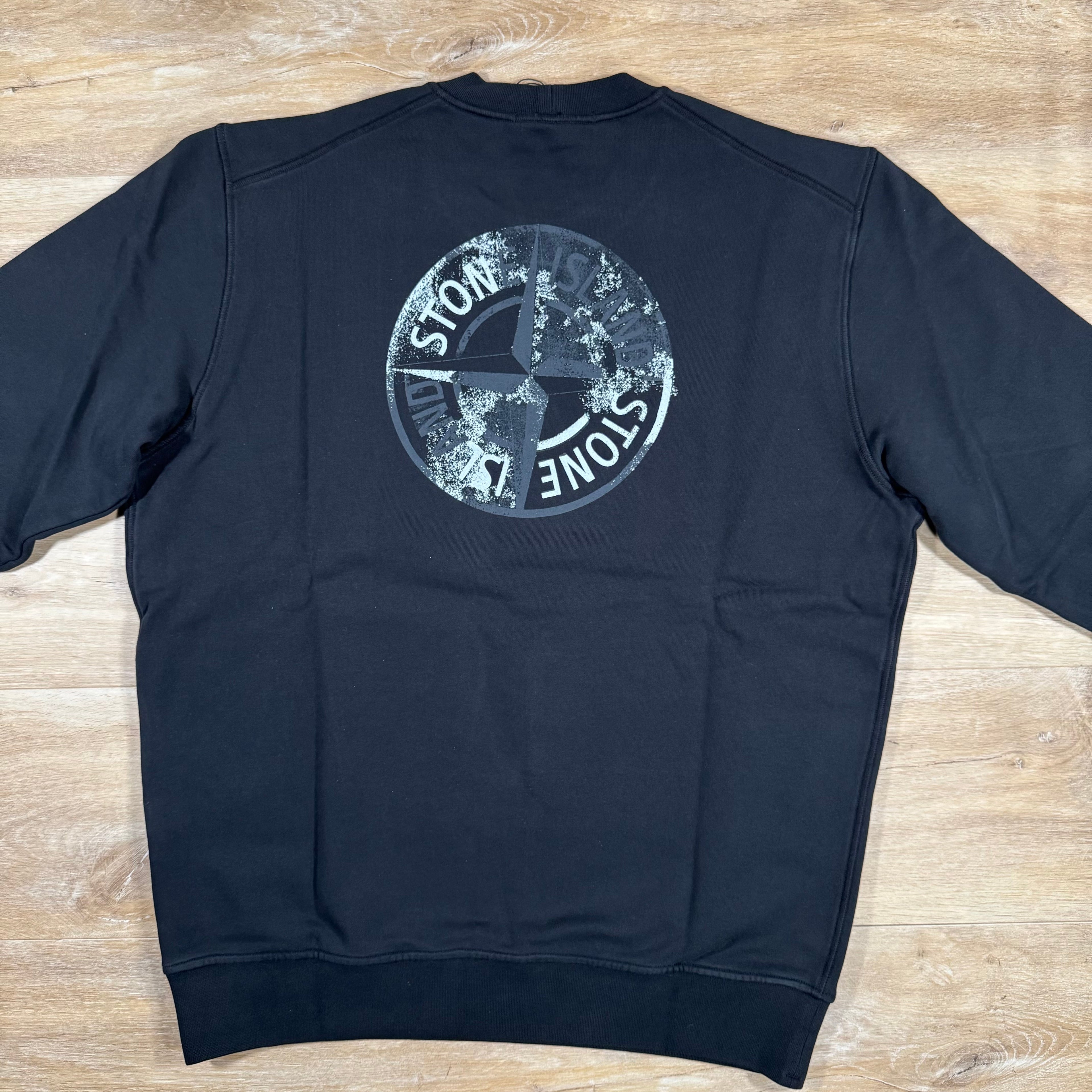 Stone Island Reverse Compass Logo Sweatshirt in Black Ironleague