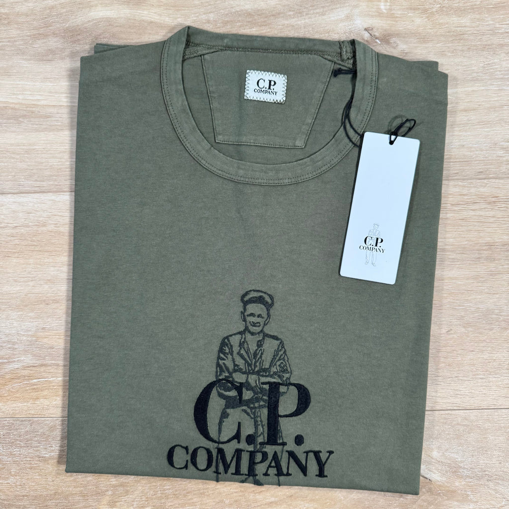 CP Company 1020 British Sailor T-Shirt in Thyme - Green Ironleague