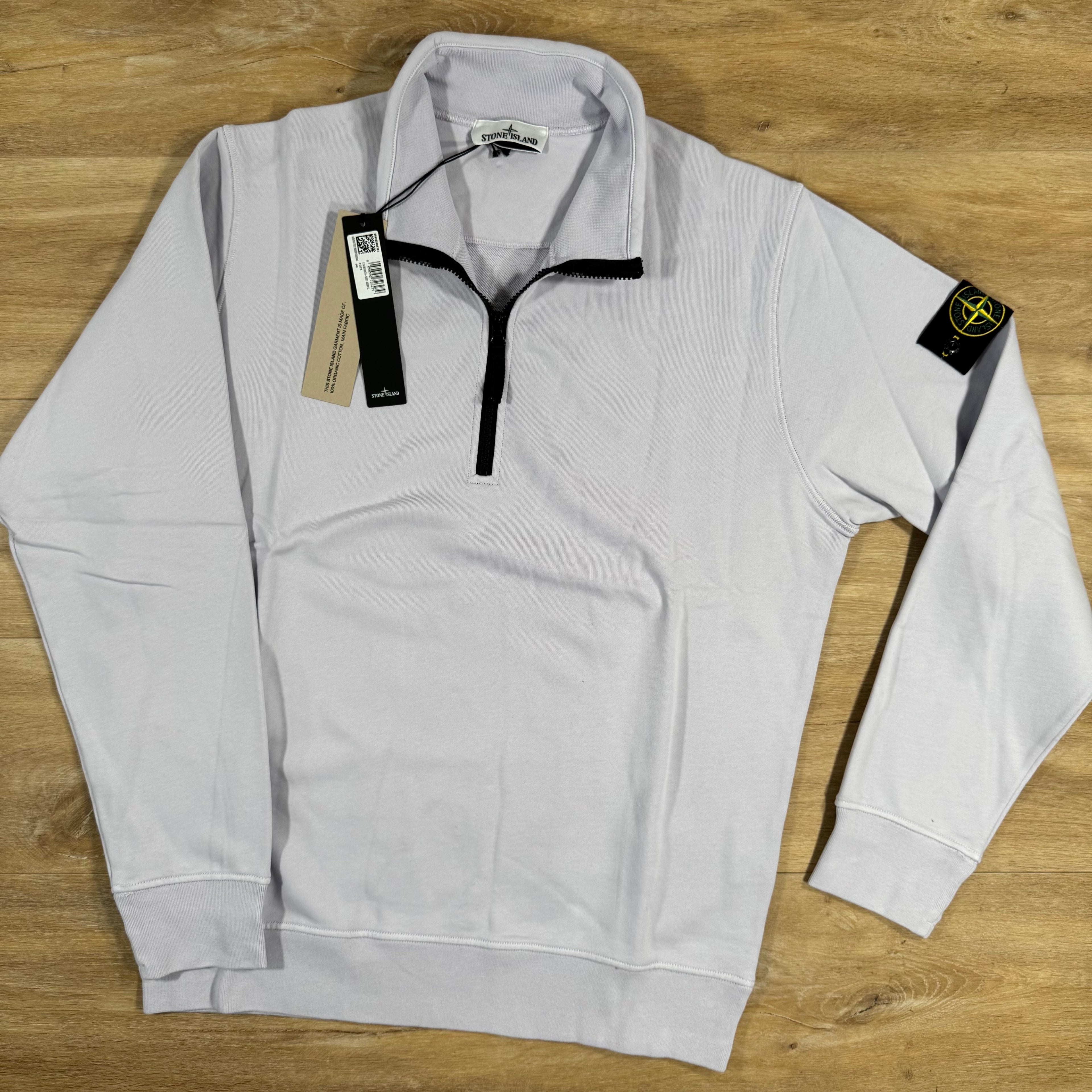 Stone Island Organic Cotton Half-Zip Sweatshirt in Lilac Ironleague