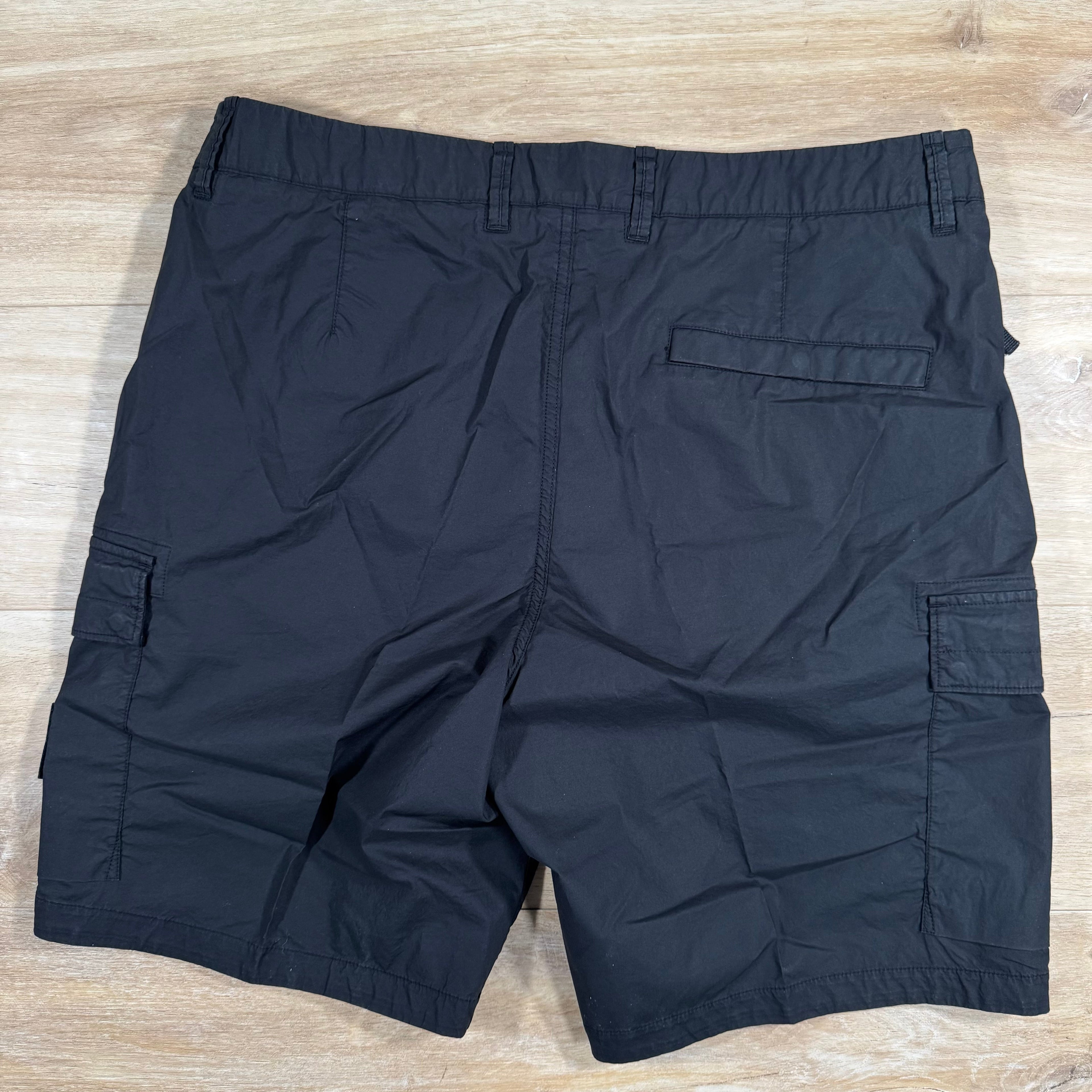Stone Island Stretch Tela Cargo Bermuda Shorts in Black Ironleague