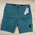 Stone Island Stretch Twill Cargo Shorts in Bottle Green Ironleague