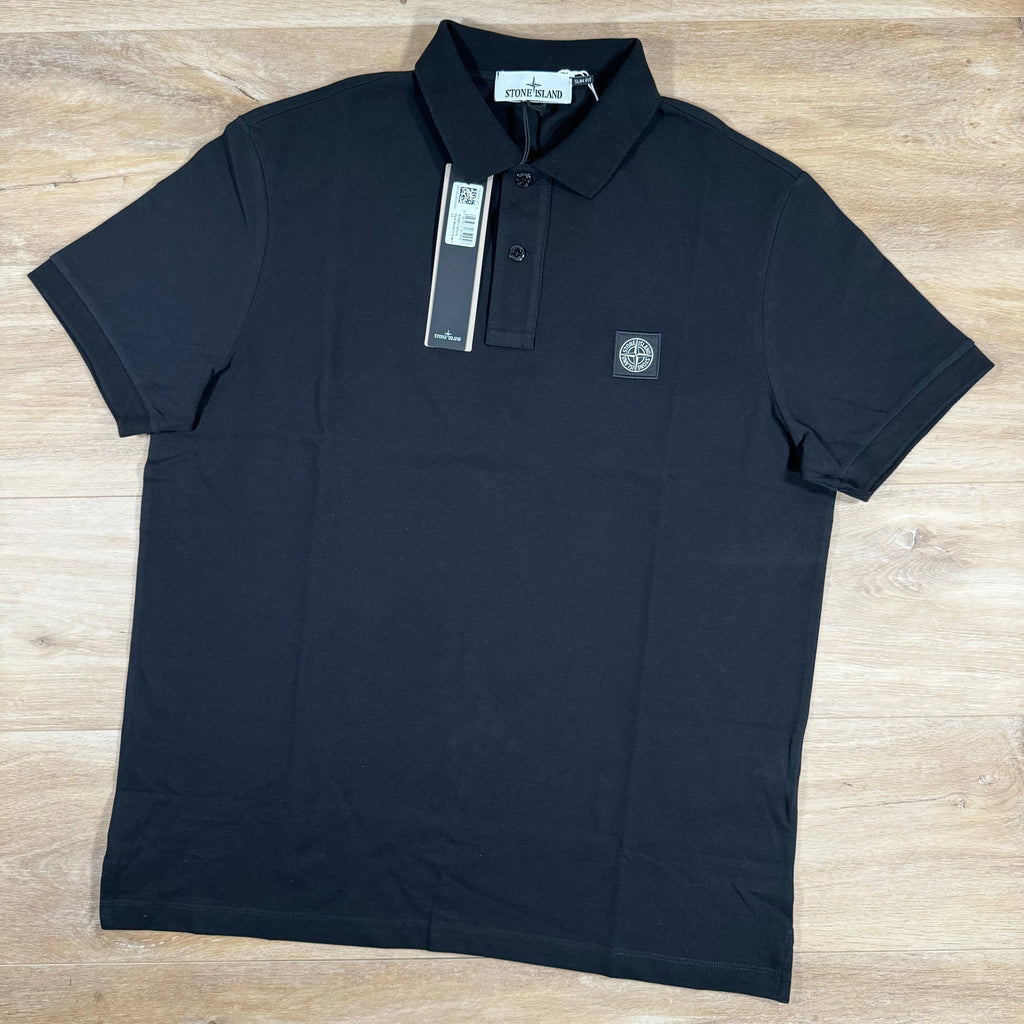 Stone Island Organic Cotton Pique Polo Shirt in Black Ironleague