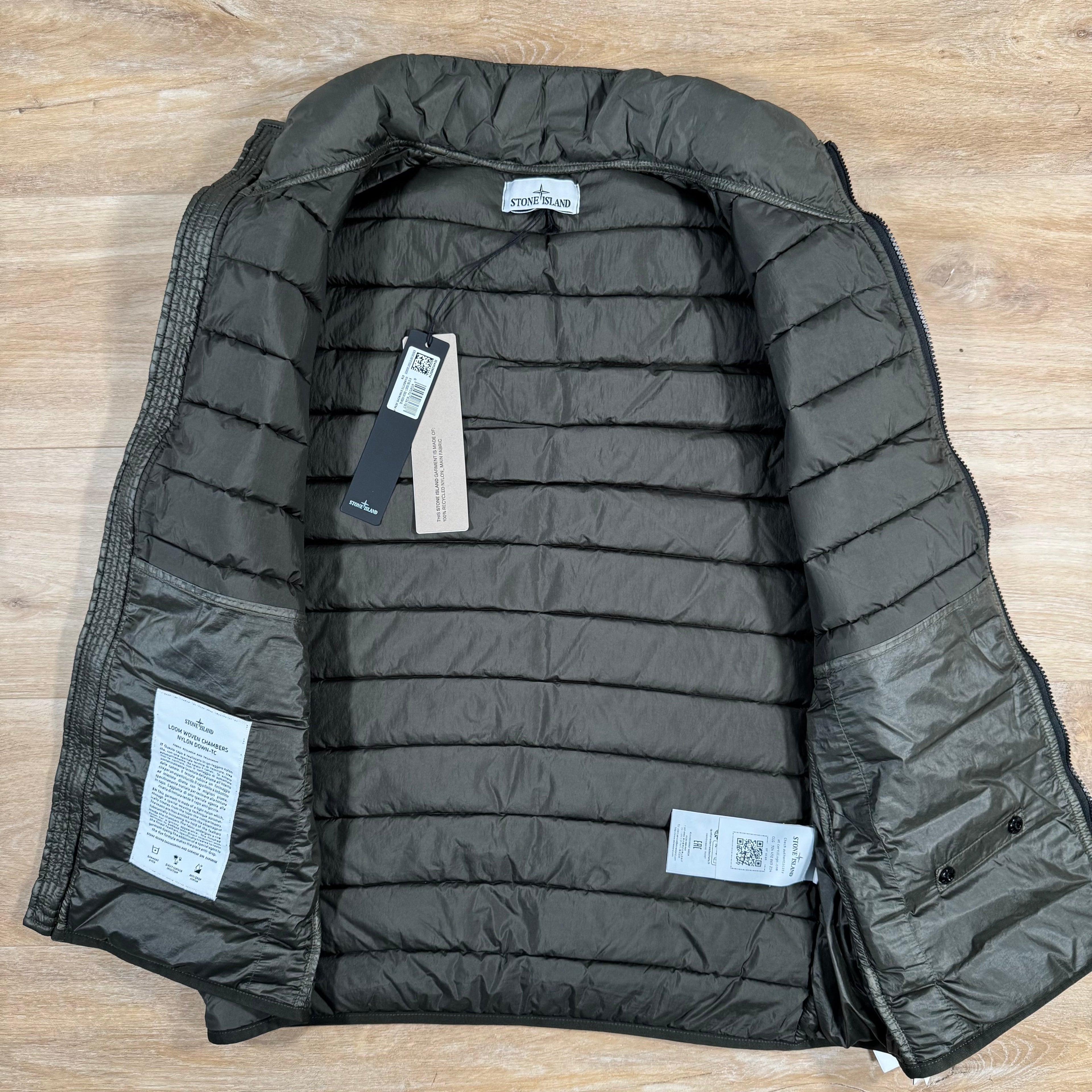 Stone Island Nylon Down-TC Vest in Military Green Ironleague
