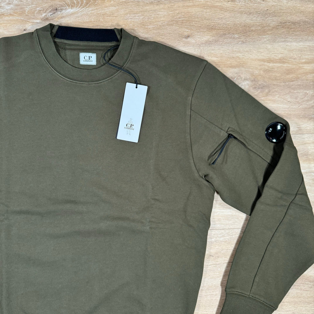 CP Company Diagonal Raised Fleece Lens Sweatshirt in Ivy Green Ironleague