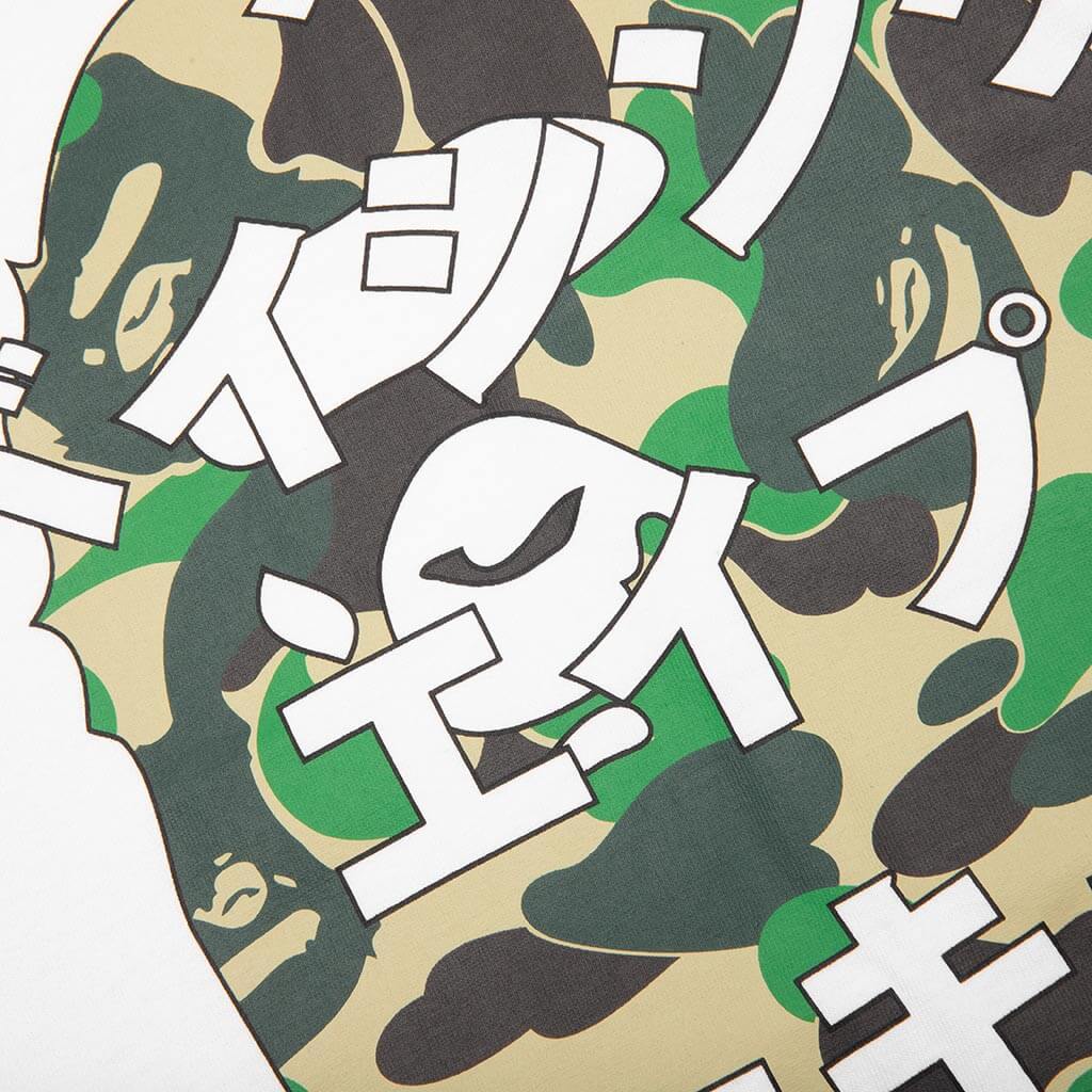 A BATHING APE Abc Camo Japanese Letters L/S Tee - White/Green