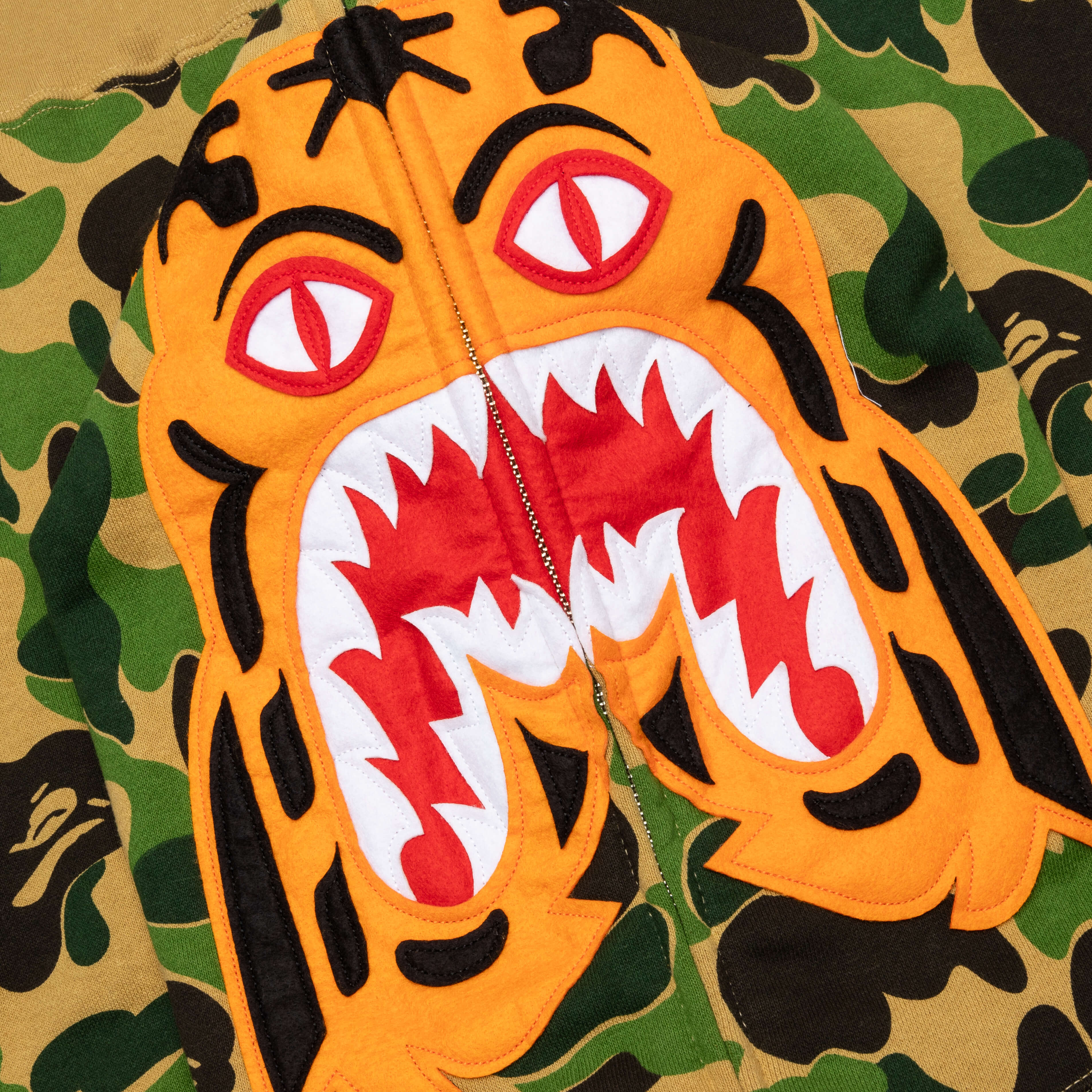 A BATHING APE Abc Camo Tiger Full Zip Hoodie - Green