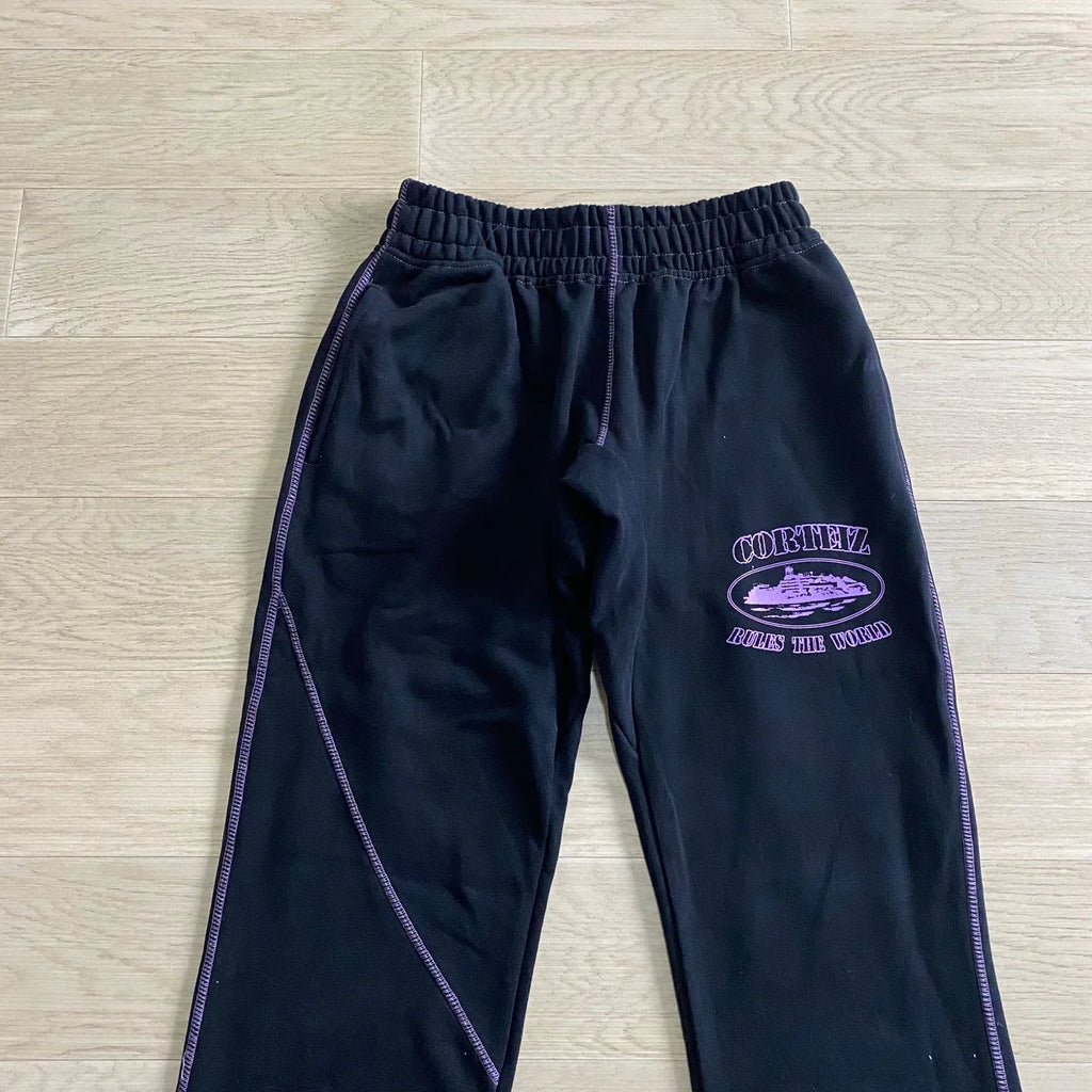 Corteiz Alcatraz Jogging Pants - Black/Purple Ironleague