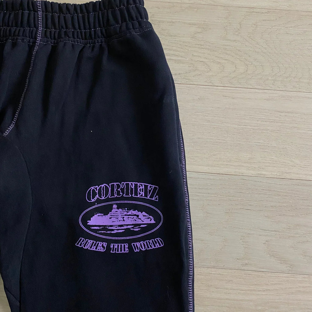 Corteiz Alcatraz Jogging Pants - Black/Purple Ironleague