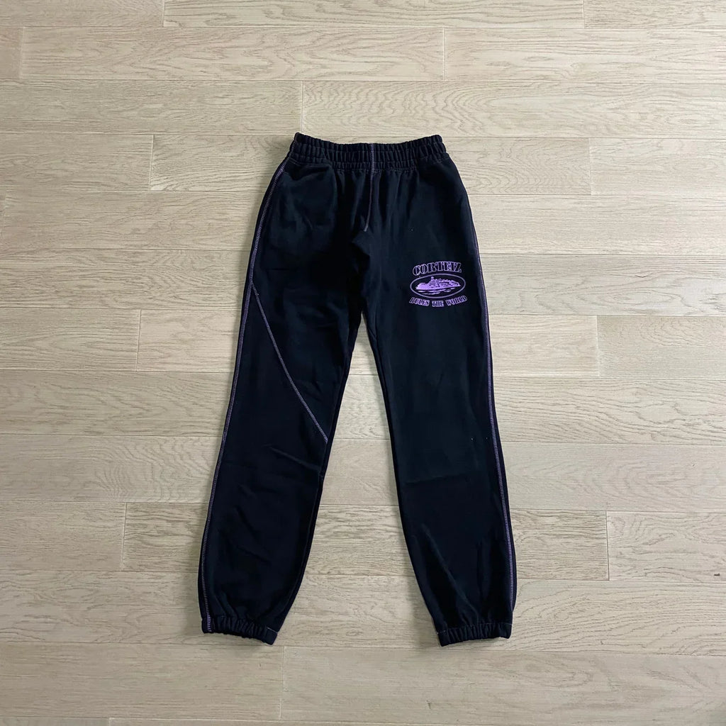 Corteiz Alcatraz Jogging Pants - Black/Purple Ironleague