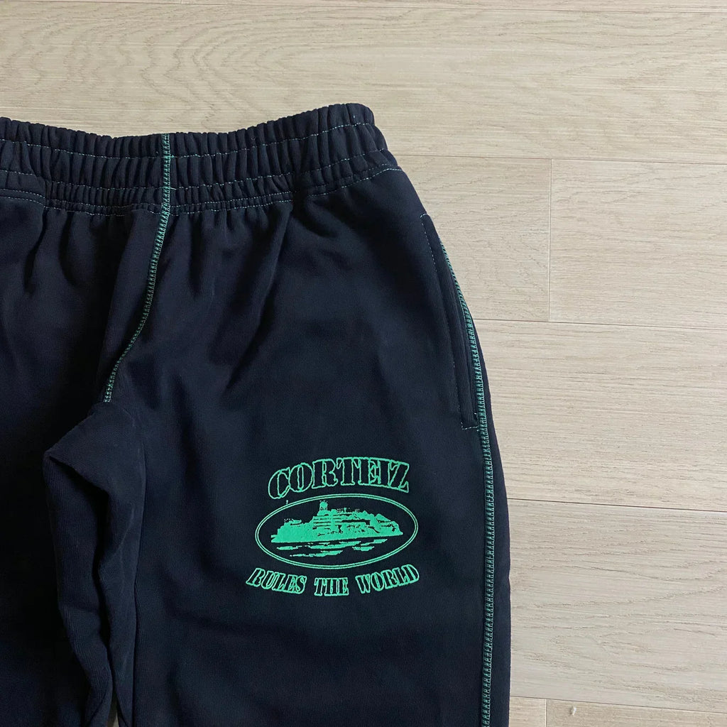 Corteiz Alcatraz Jogging Pants - Black/Green Ironleague