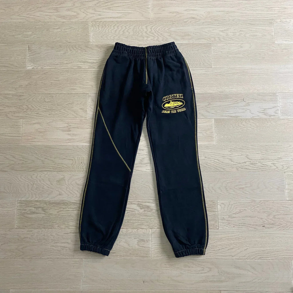 Corteiz Alcatraz Jogging Pants - Black/Yellow Ironleague