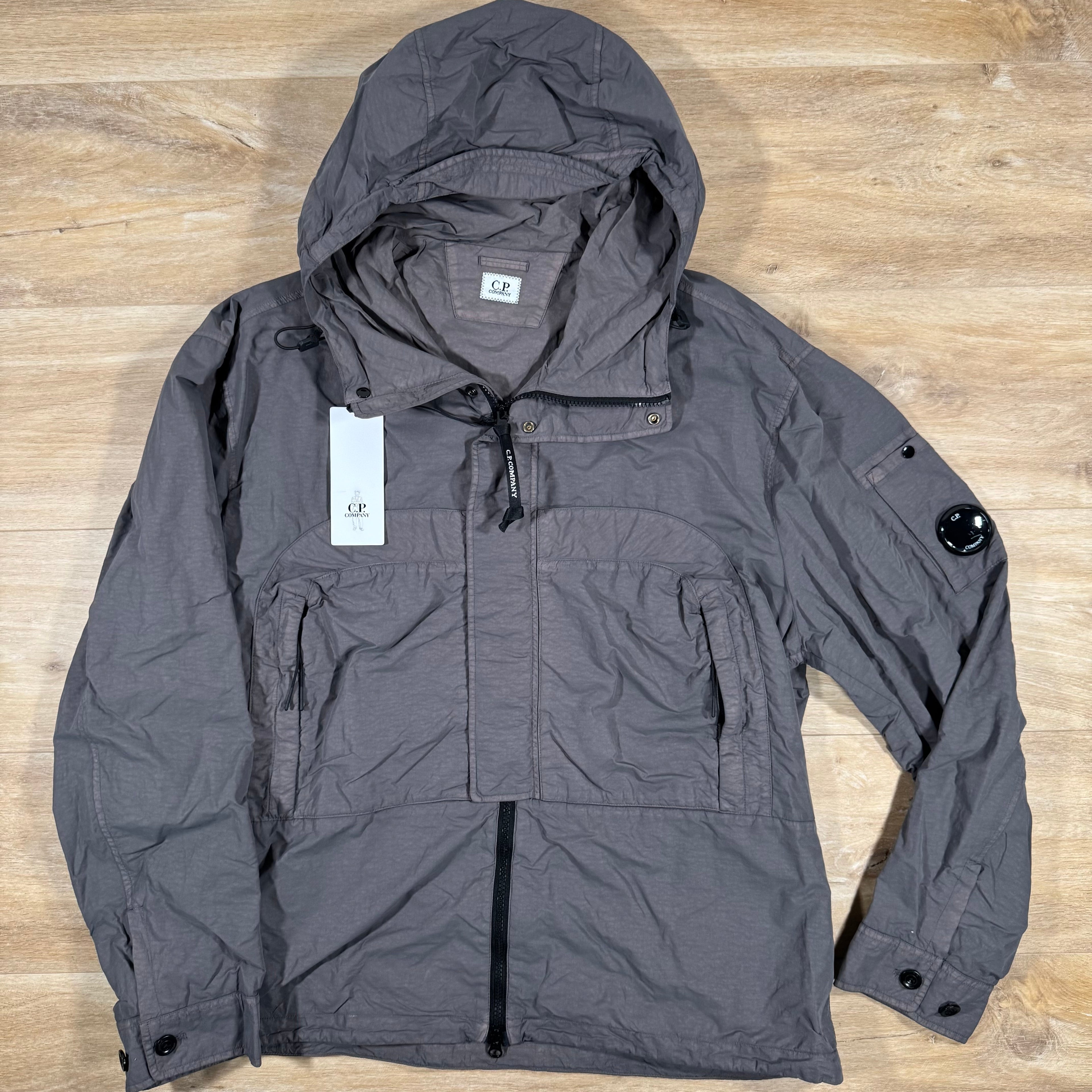 CP Company Flatt Nylon Hooded Lens Overshirt in Violet Ironleague