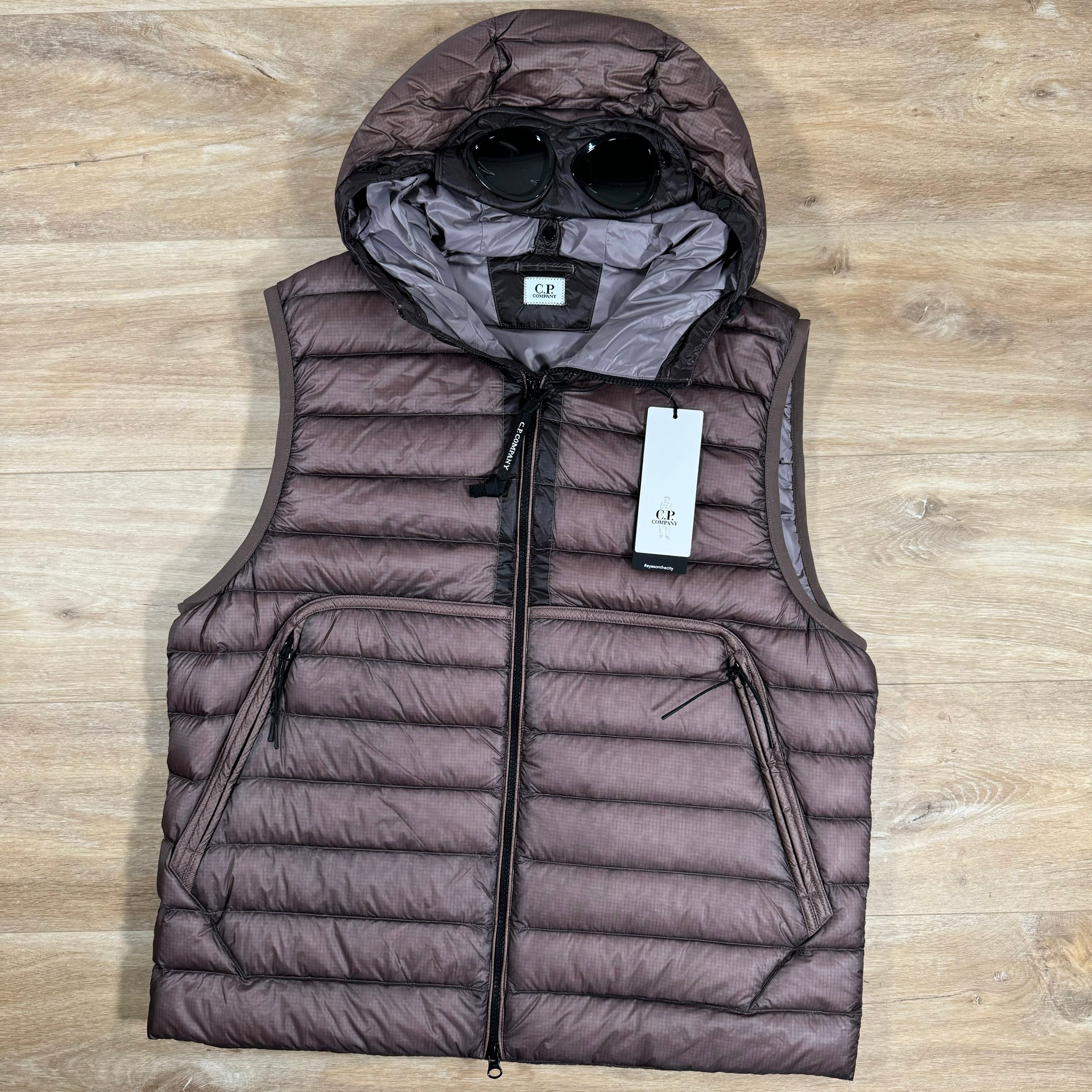CP Company DD Shell Goggle Down Vest in Purple Dove Ironleague