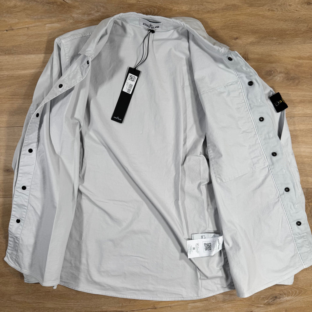 Stone Island Supima Twill Stretch-TC Overshirt in Sky Blue Ironleague