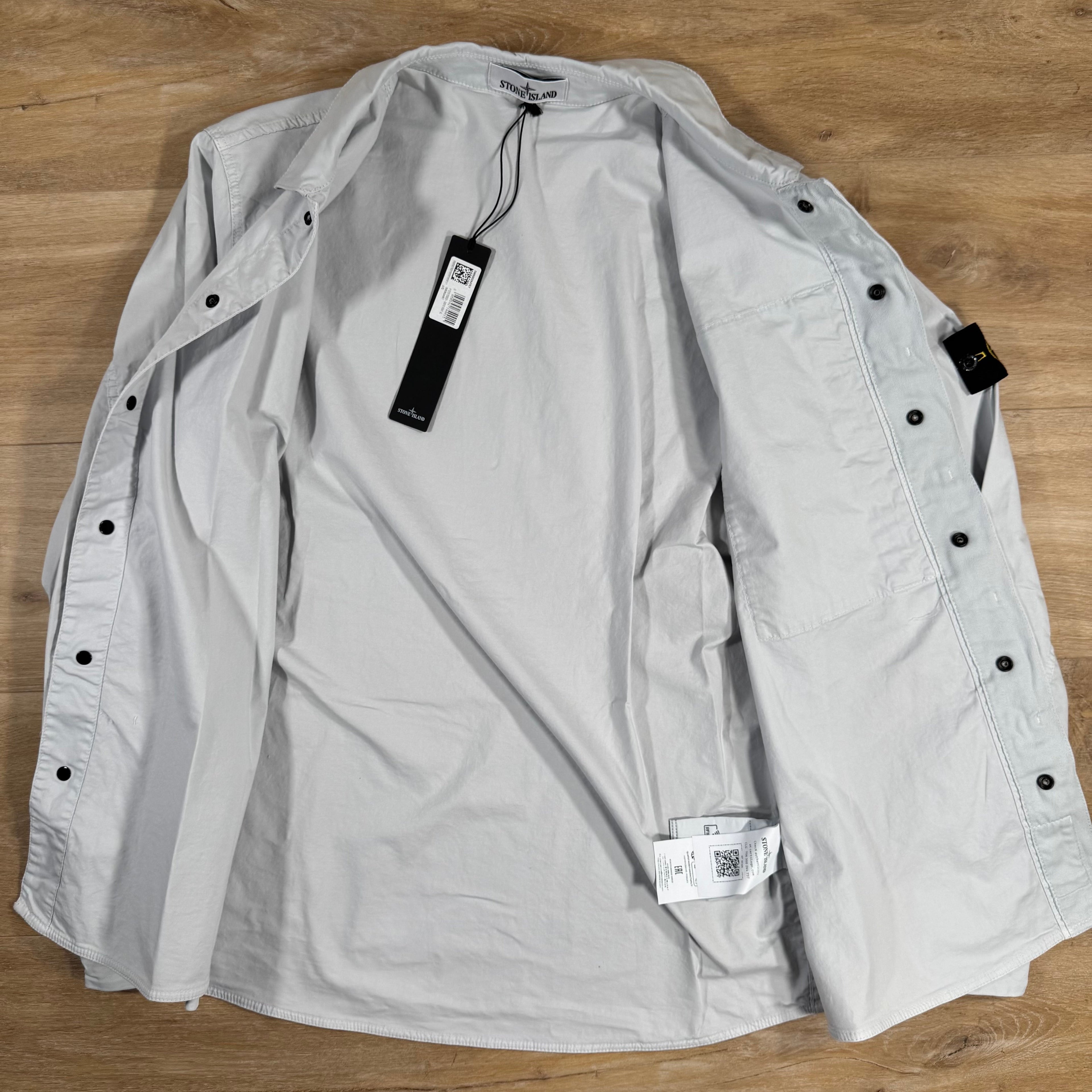 Stone Island Supima Twill Stretch-TC Overshirt in Sky Blue Ironleague