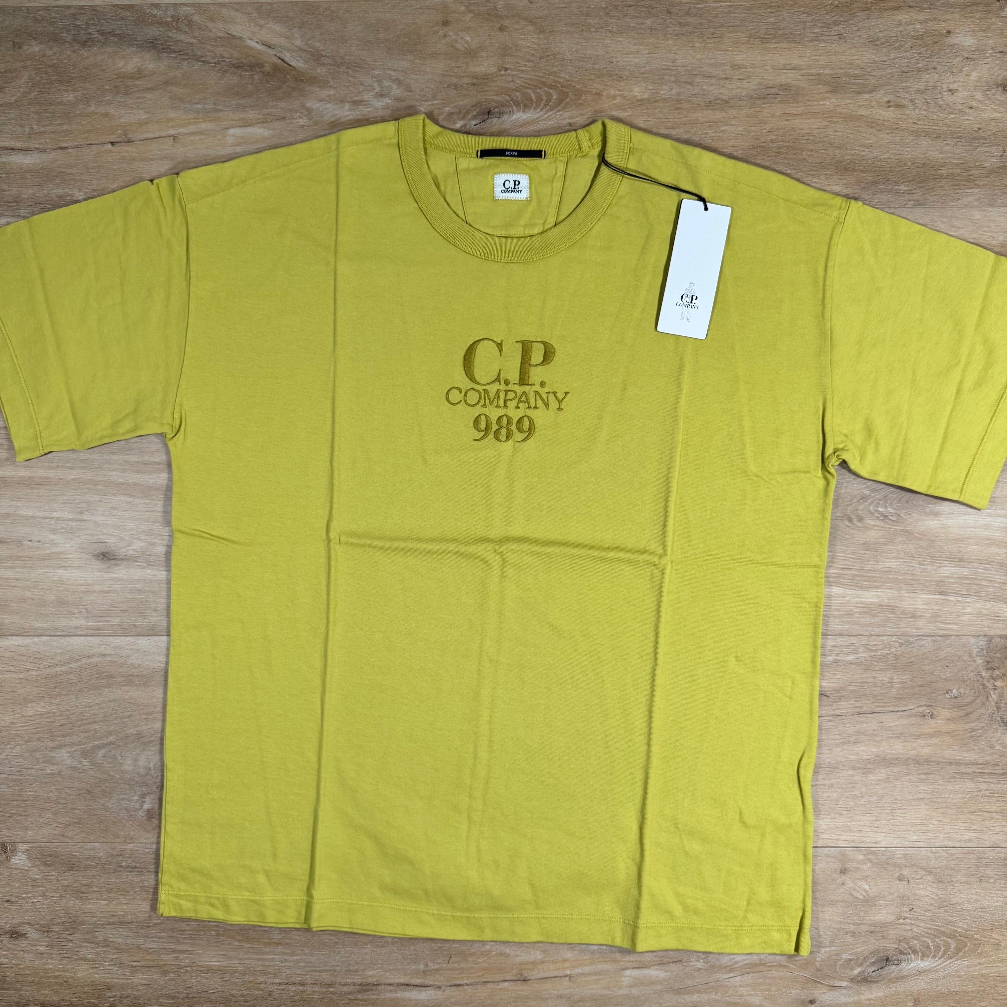 CP Company 20/1 Jersey Boxy Logo T-Shirt in Cress Green - Yellow Ironleague