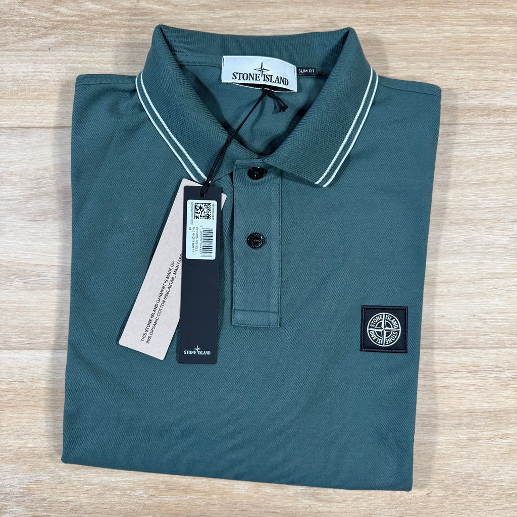 Stone Island Organic Cotton Pique Polo Shirt in Bottle Green Ironleague