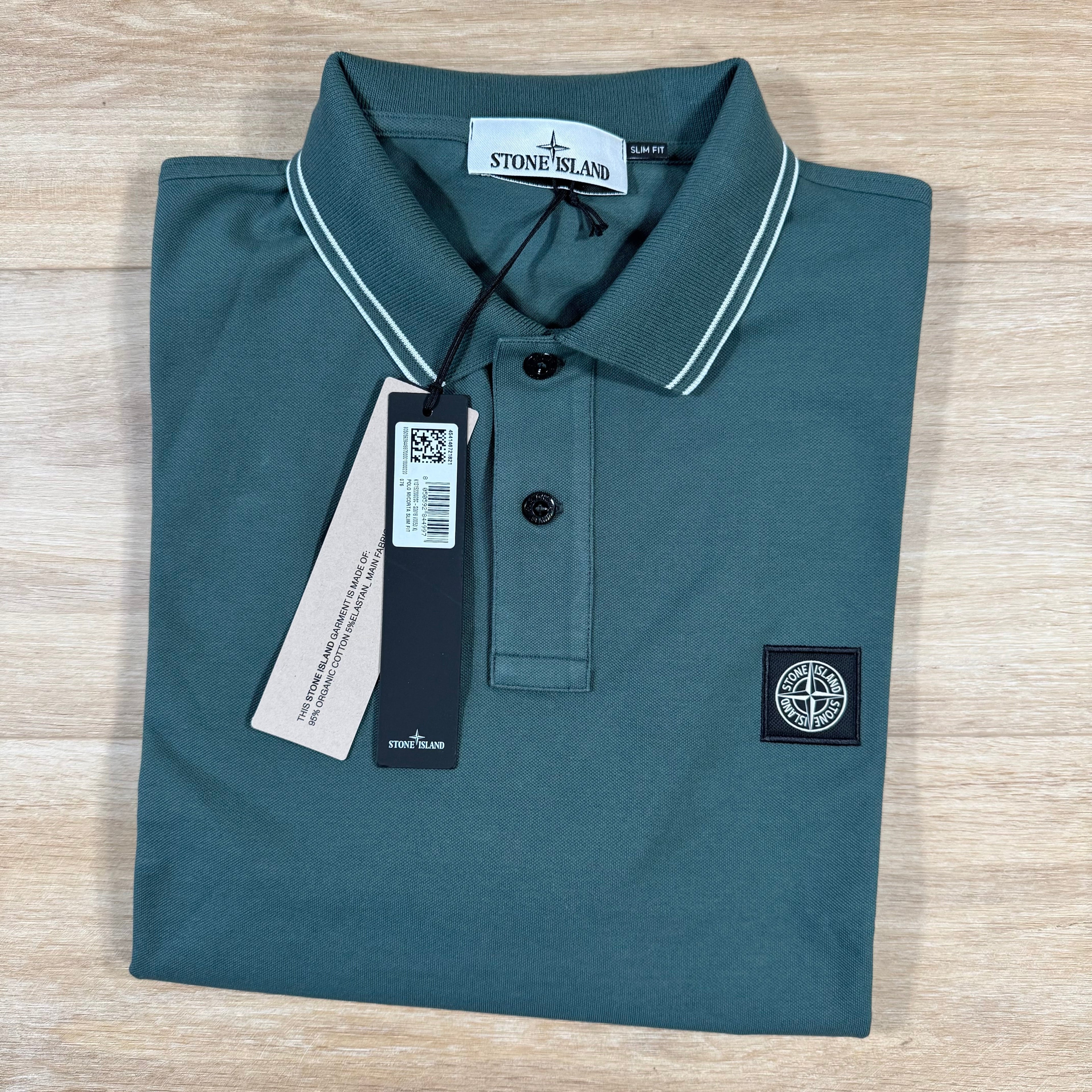 Stone Island Organic Cotton Pique Polo Shirt in Bottle Green Ironleague